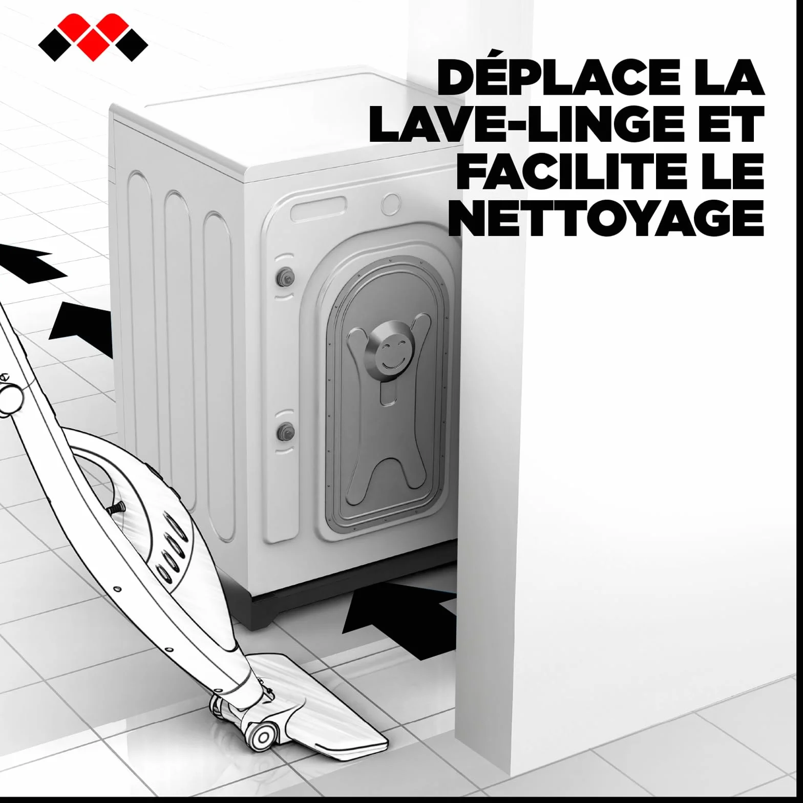 Meliconi BASE MOVE BLACK Support mobile anti vibrations 60x60 60x45 cm