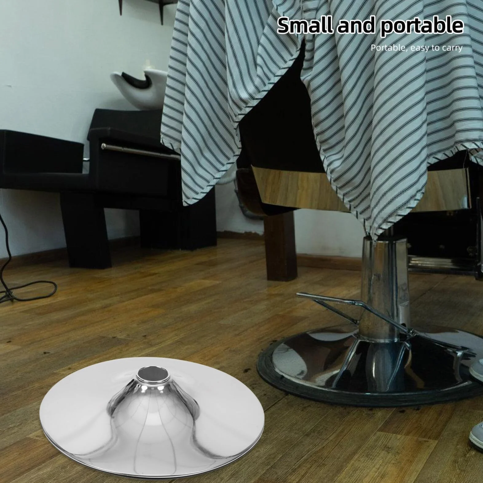 Socle Pivotant Fauteuil Salon Barbier Acier Inoxydable Robuste Argenté Accessoire Coiffure