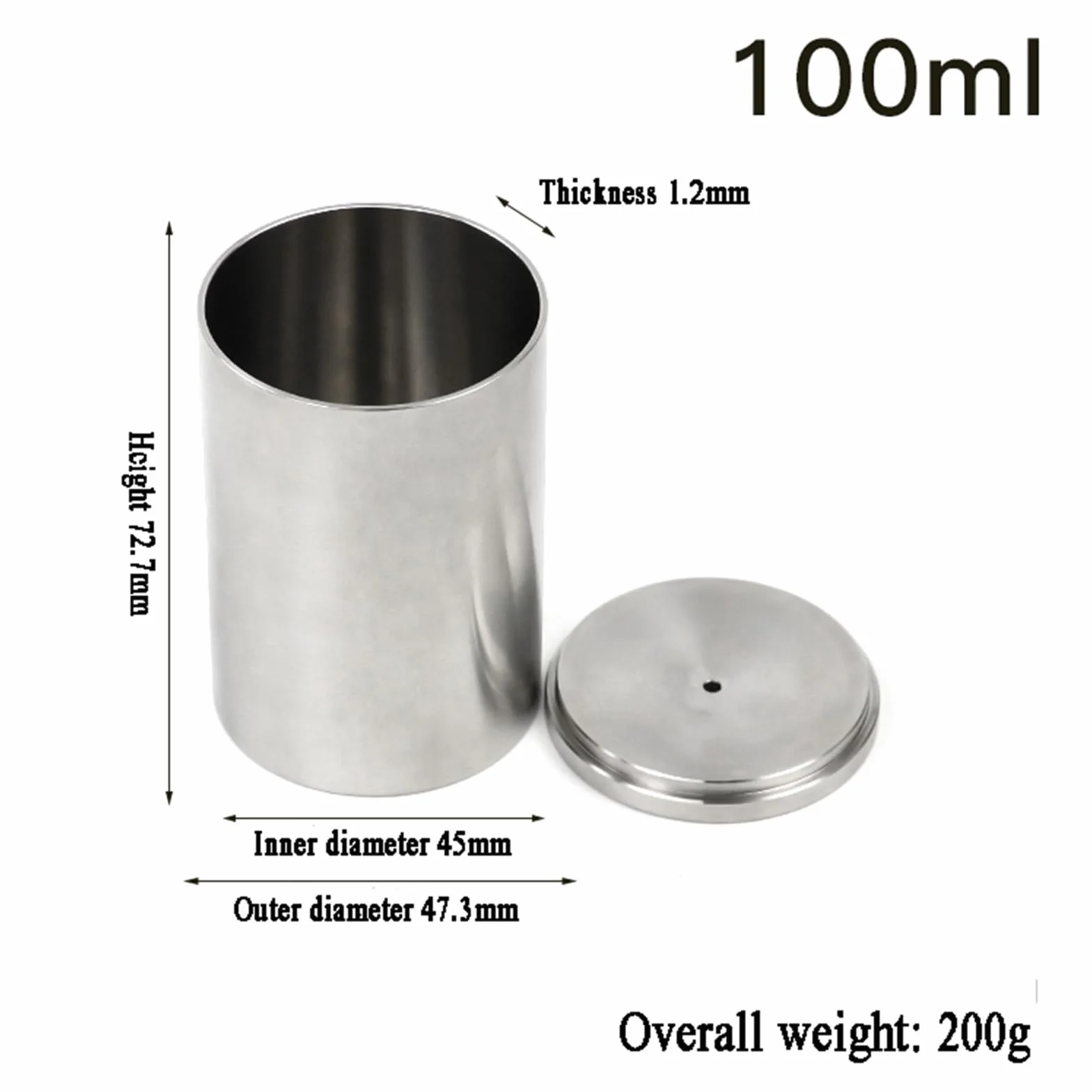 Verre De Densité De Peinture 100ml, Tasse De Densité De Peinture en Acier Inoxydable, Pesomètre Bouteille Densimètre pour Mesurer La Densité du Revêtement
