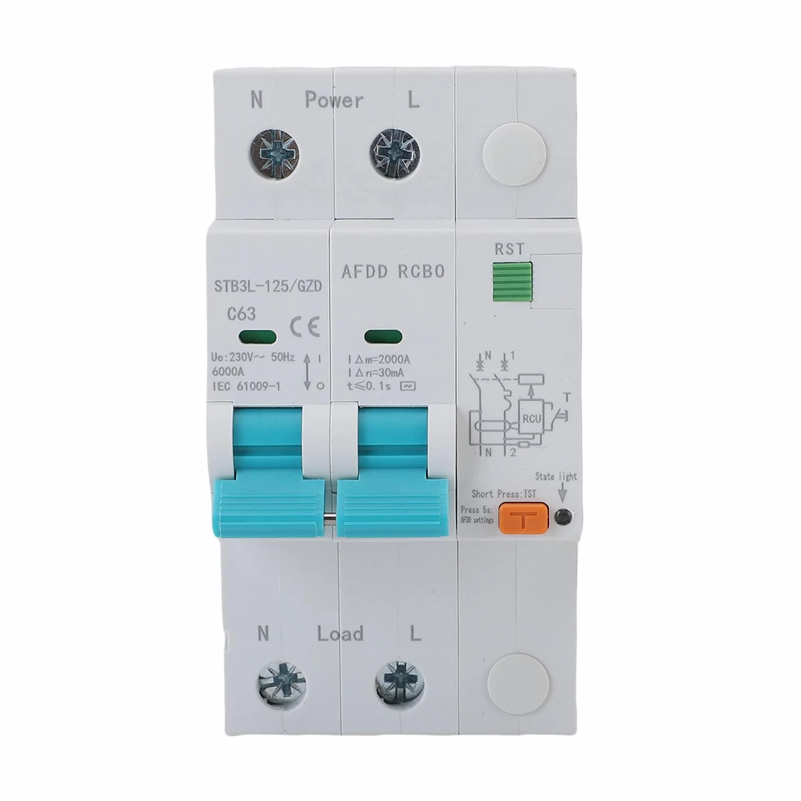 Marhynchus AFDD Dispositif de Protection contre les Défauts d'arc, Disjoncteur 2P RCBO 63A