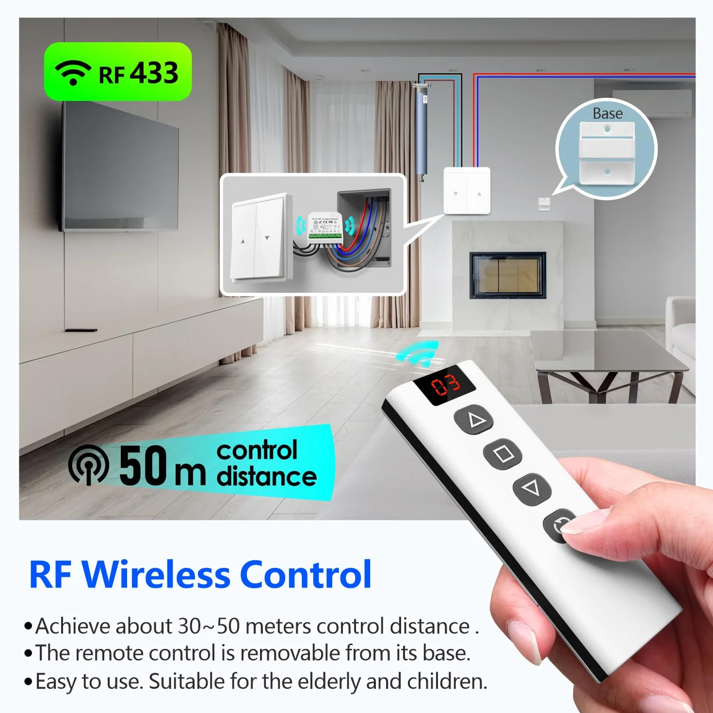 DieseRC Module de contrôleur de volet roulant intelligent sans fil 5 pièces avec télécommande RF compatible Google Home Alexa