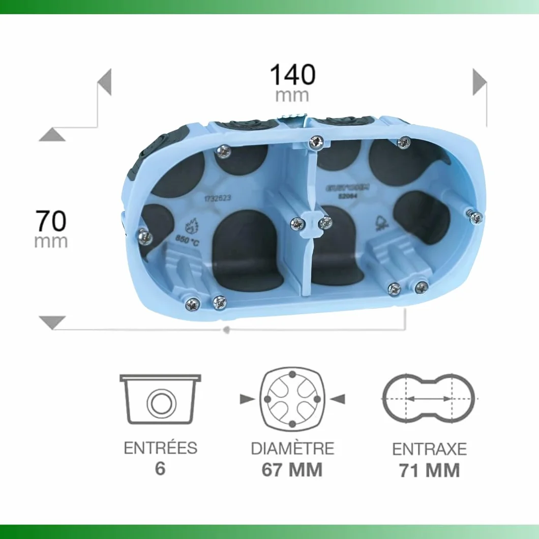 Boîtes d'Encastrement Double Air'Metic 67 P40 Lot de 20