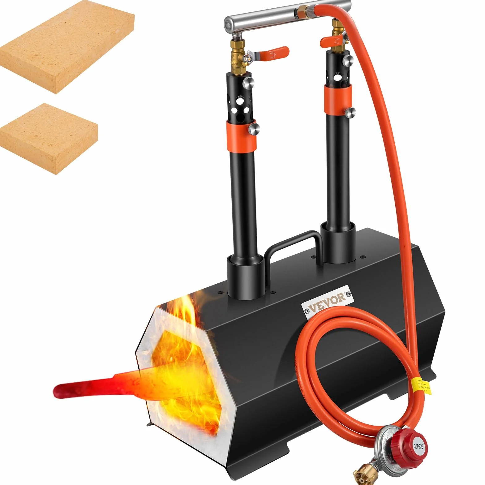 VEVOR Four à gaz forgé hexagonal 400 x 215 x 190 mm double brûleur propane