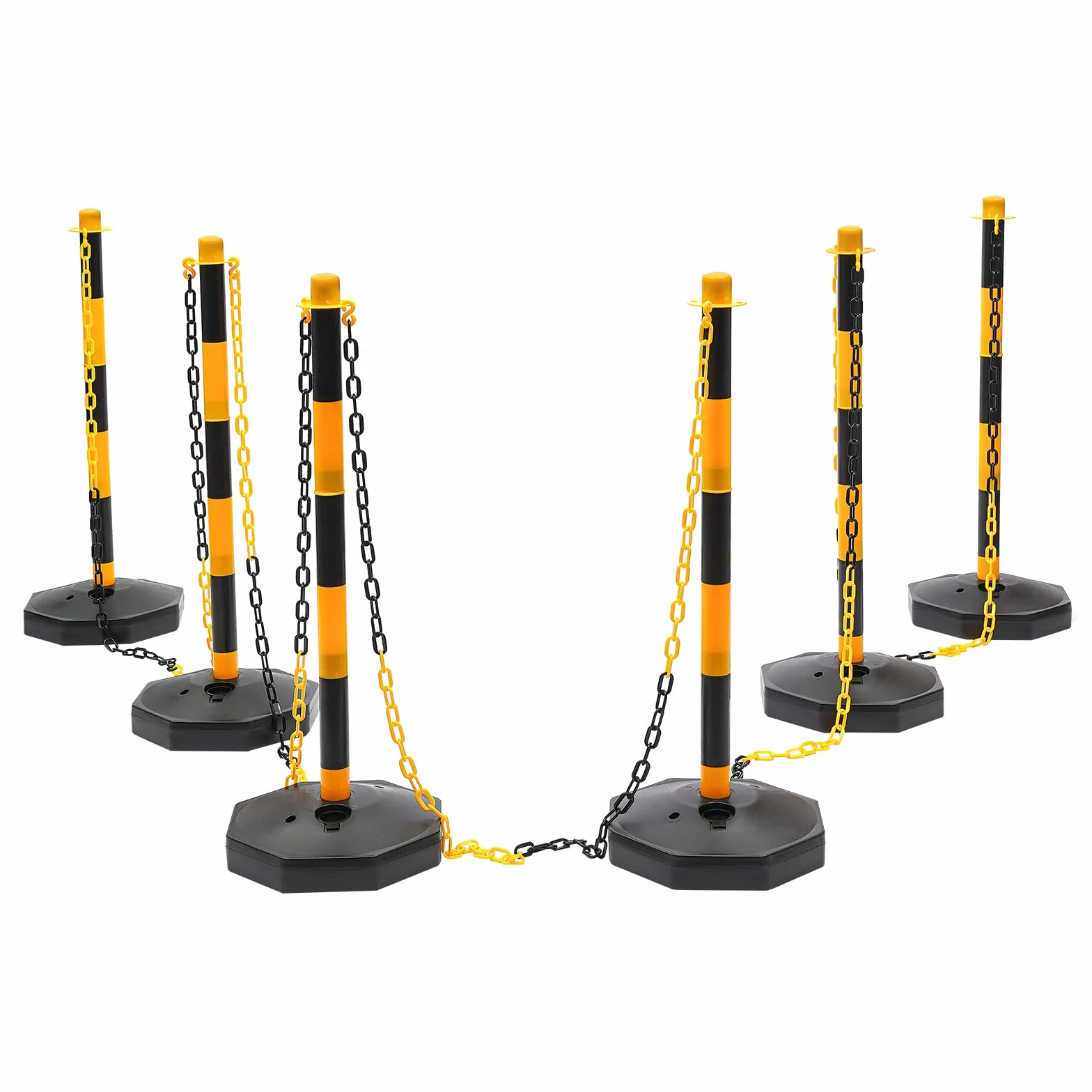 Poteaux de signalisation de la circulation lot de 6 réglables avec socle à remplir et chaînes pour parking