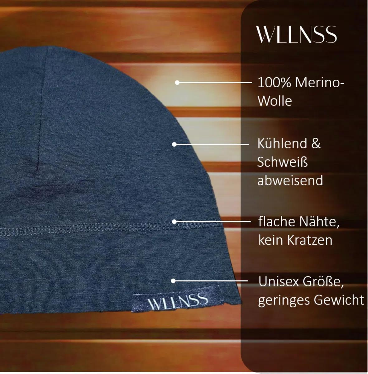 Bonnet de sauna 100 % laine mérinos, accessoire de sauna unisexe