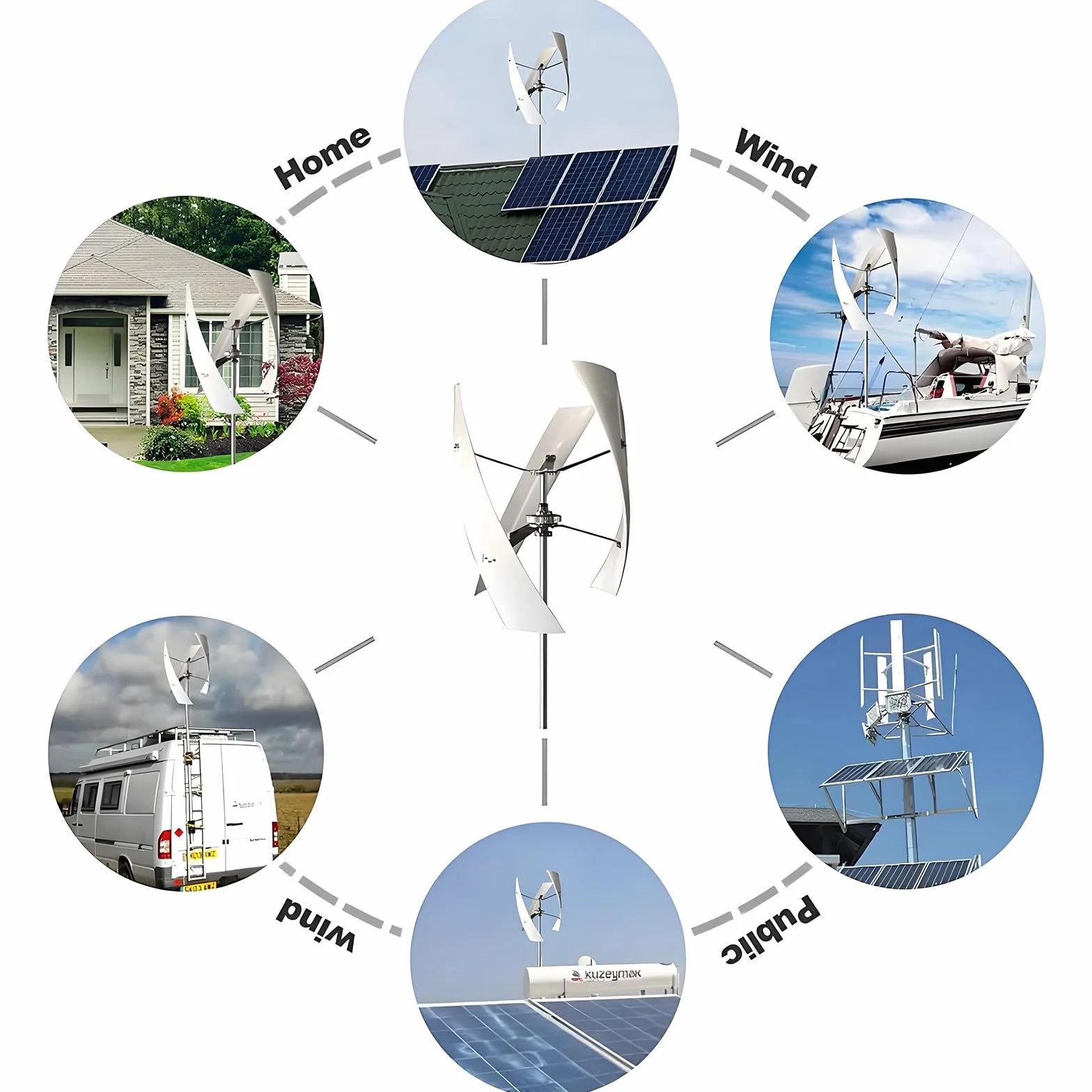 Éolienne à axe Vertical 10000W 12000W 12V 24V 48V avec contrôleur pour Systèmes Hybrides éolien et Solaire 12000W-220V