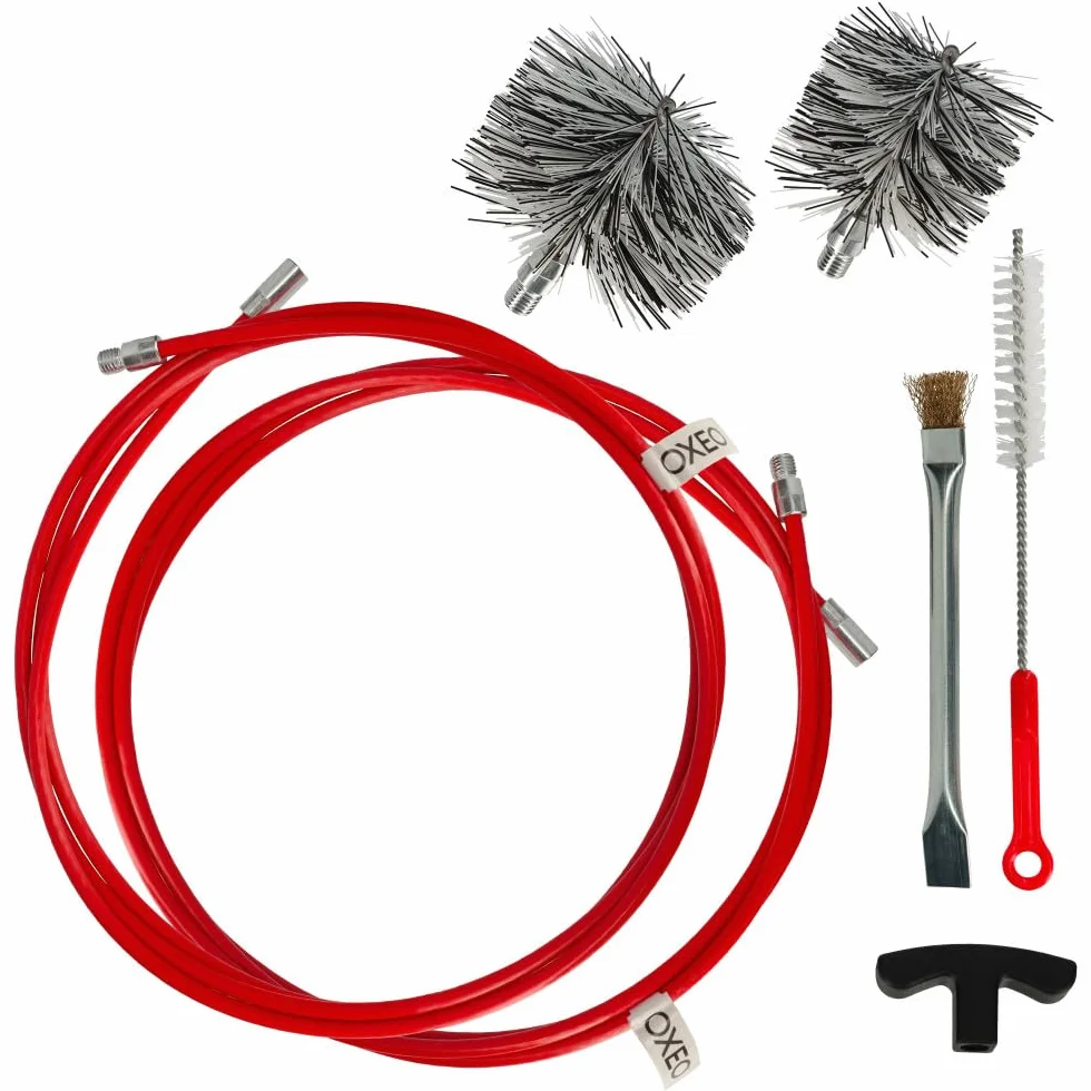 Kit nettoyage poêle à granulés 2 rallonges 3m brosses nylon conduit 80 100mm grattoir