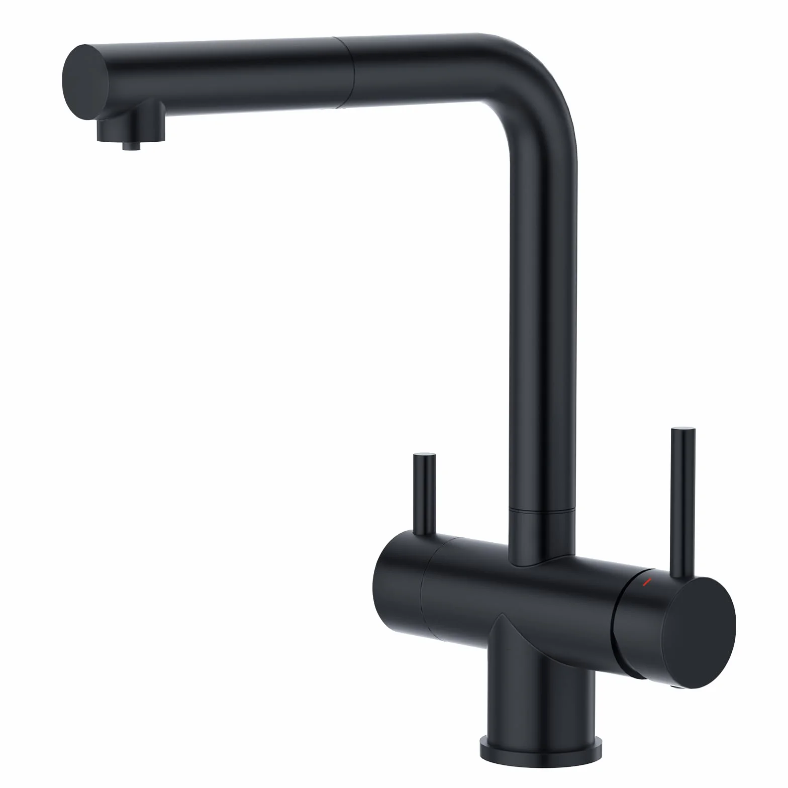 CREA Robinet Cuisine 3 Voies avec Douchette Extractible, Mitigeur Pivotant 360°, Noir Mat