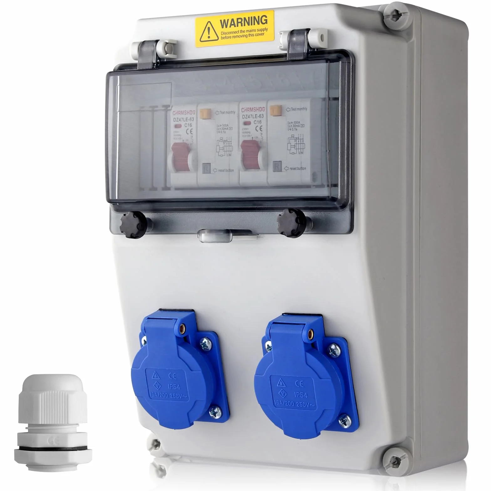 Coffret Électrique de Chantier LS+FI IP54 Prise Schuko 230 V Distributeur de Courant Électrique avec Disjoncteur