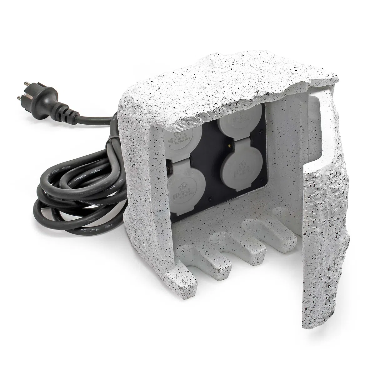 Wiltec Multiprise de jardin quadruple 4 prises IP44 200x200x210 mm Résine synthétique Câble 5 m