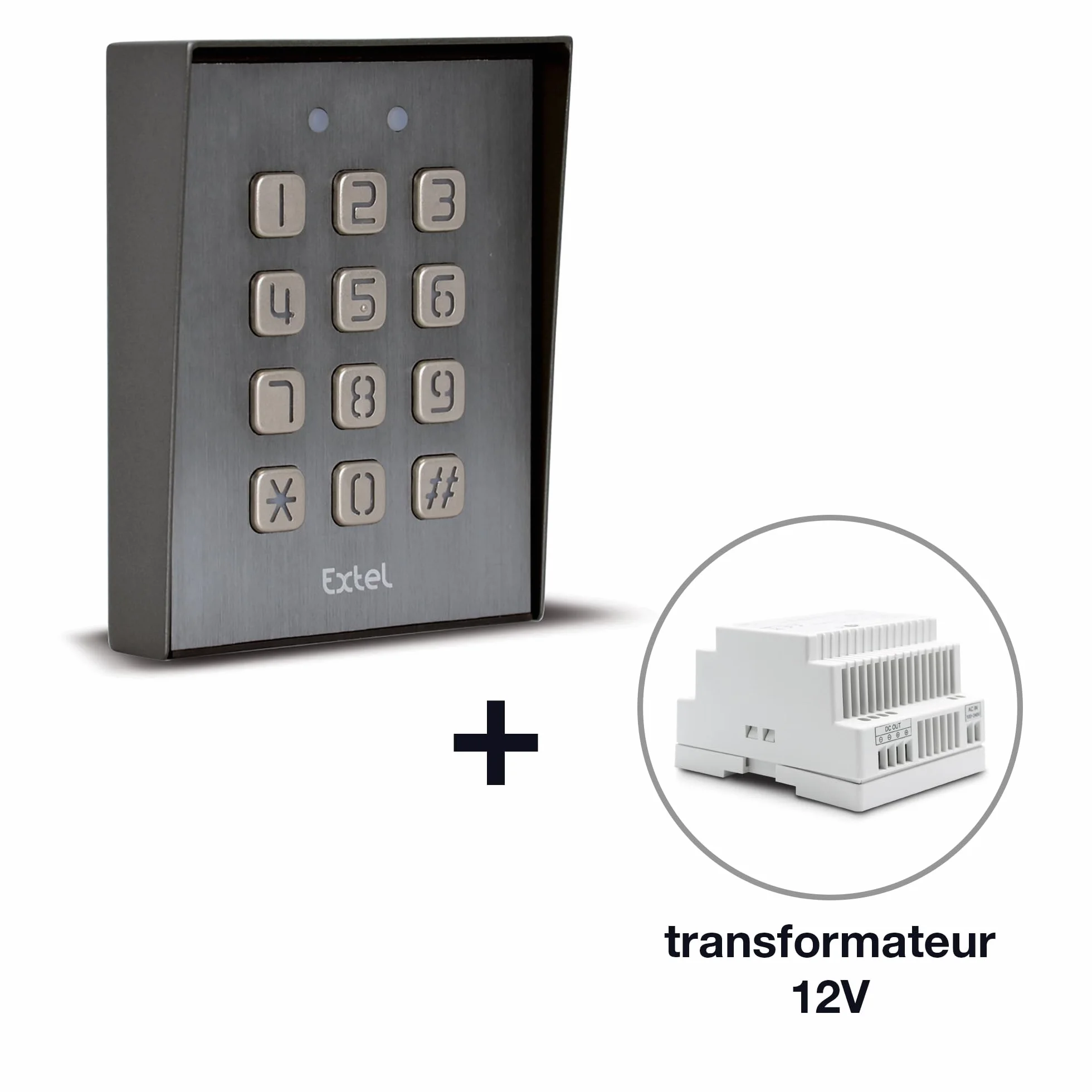 Extel Digicode filaire Klavy 3 Gris Clavier à code codage fixé en saillie rétro éclairé