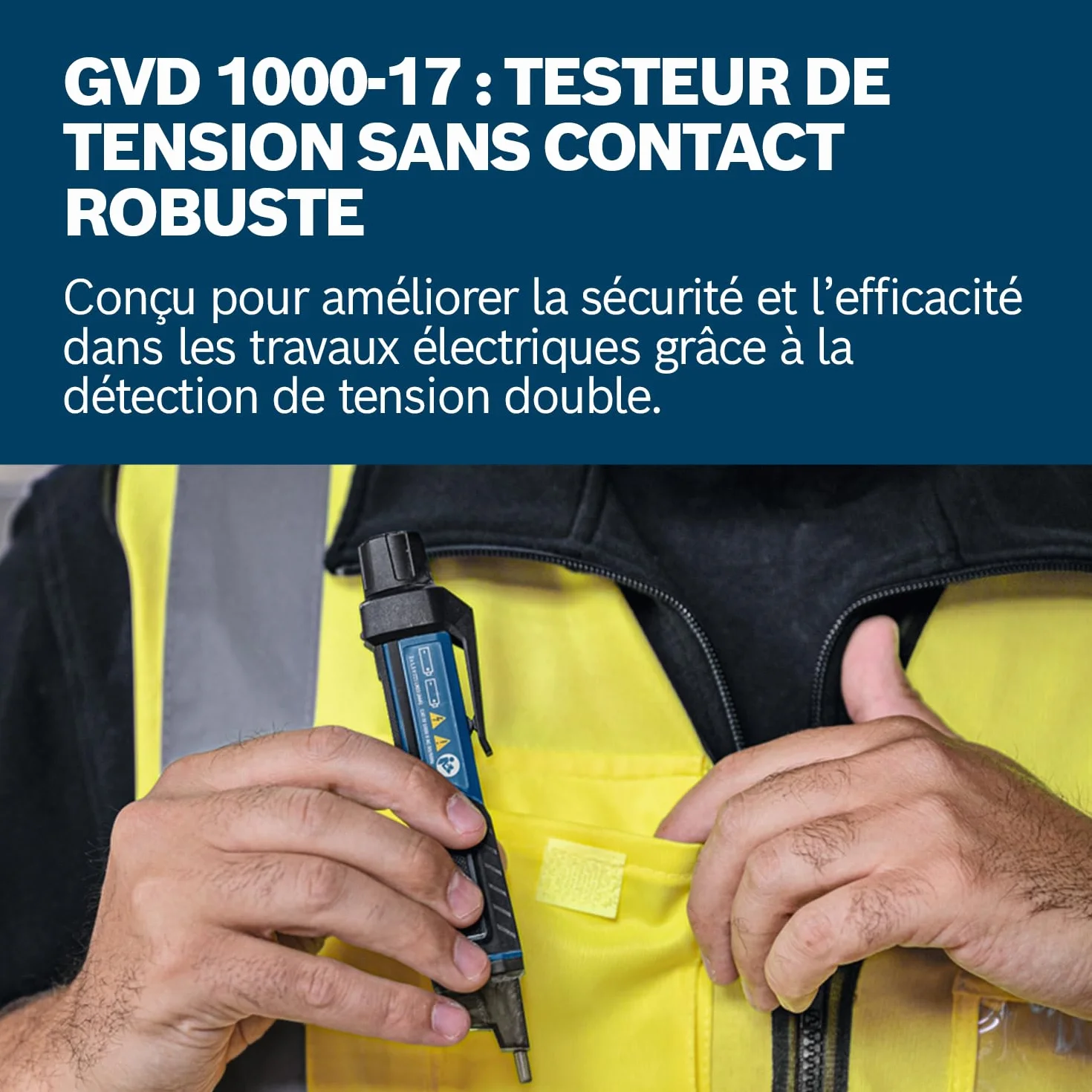 Bosch Professional GVD 1000-17 testeur de tension sans contact IP67 24-1000V AC CAT IV 1000V
