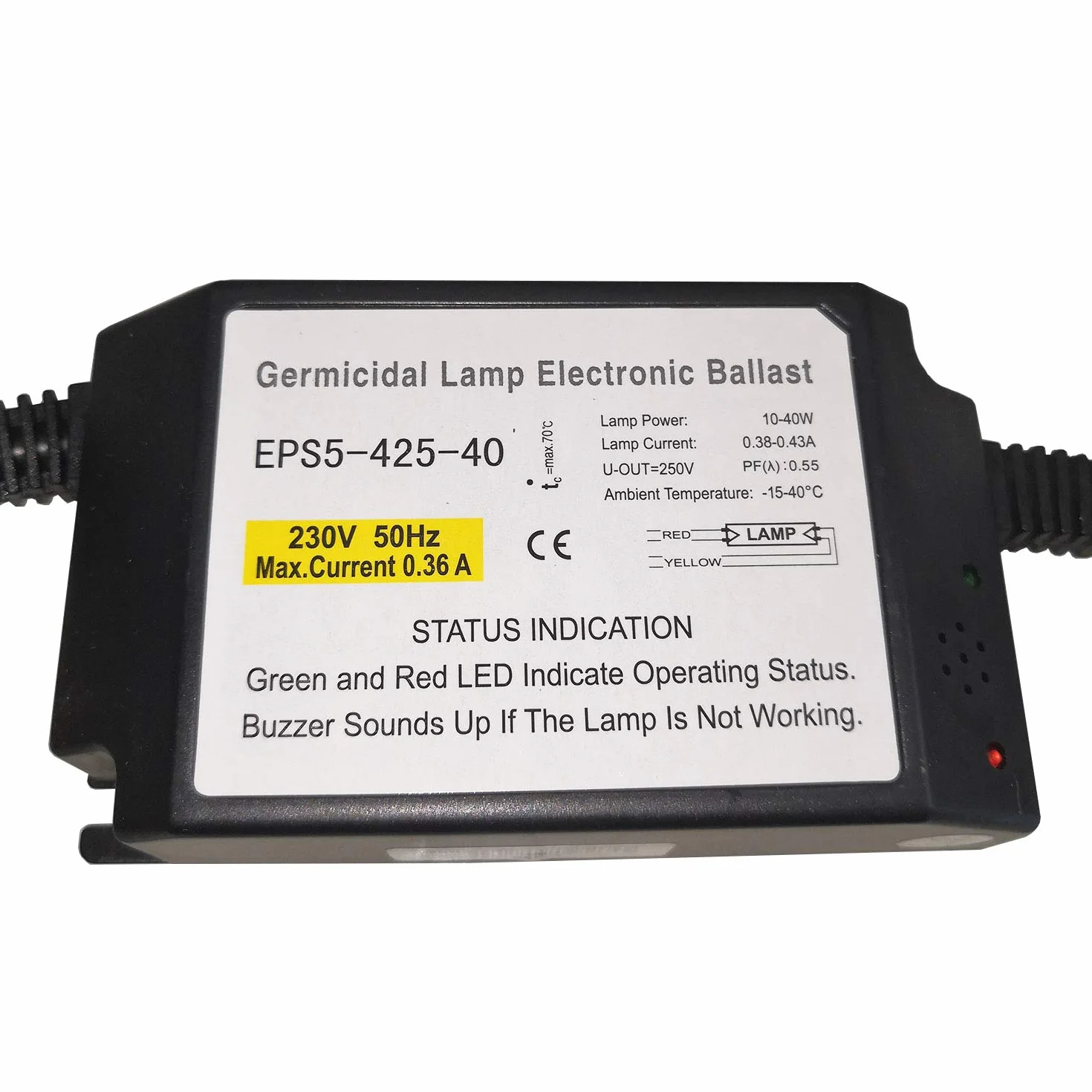 40W 230V Germicidal Lamp Electronic Ballast T5 UV Ballast with Buzzer Alarm IP60 RW5-425-40