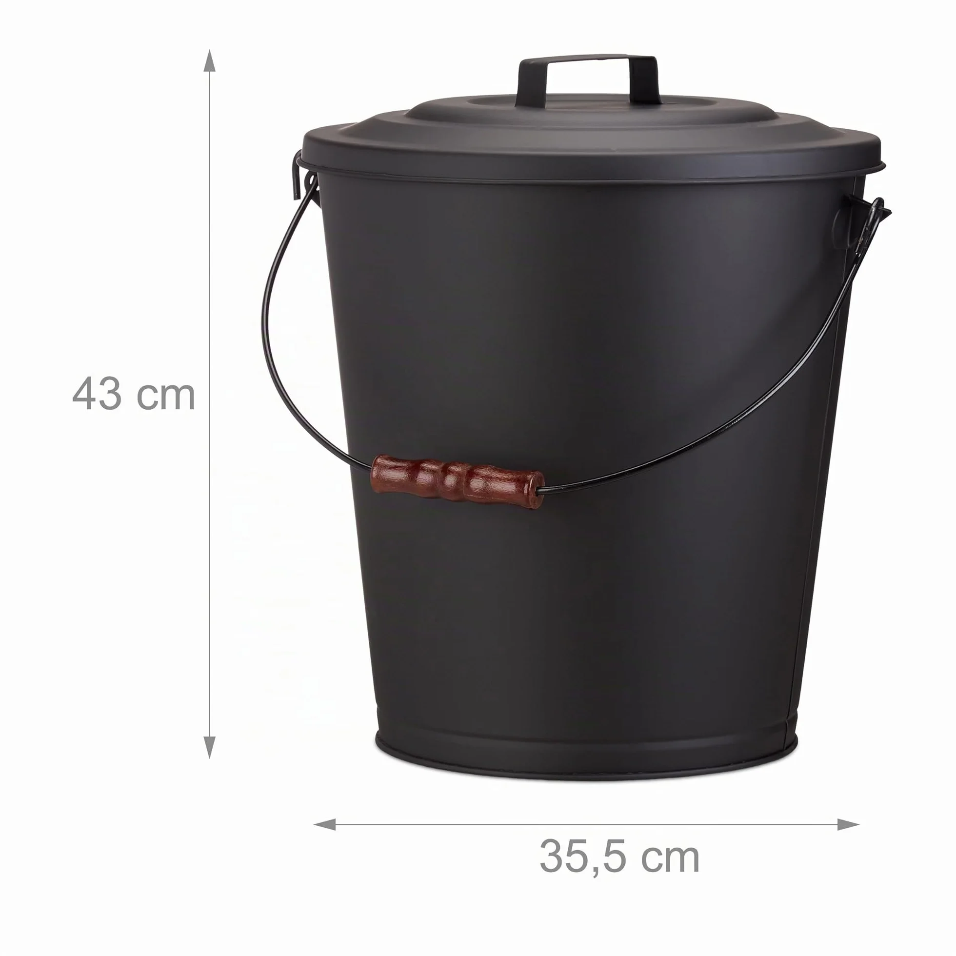 Relaxdays Seau à cendres avec couvercle acier 24 litres noir