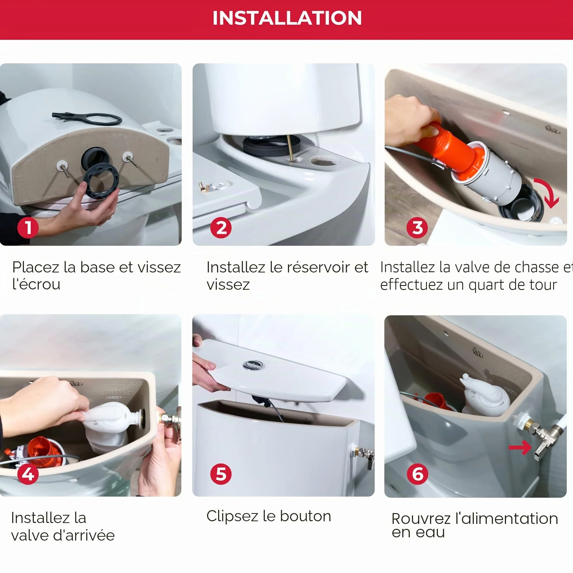 Wirquin Chasse d'eau WC complète mécanisme double chasse MW2 robinet flotteur F90