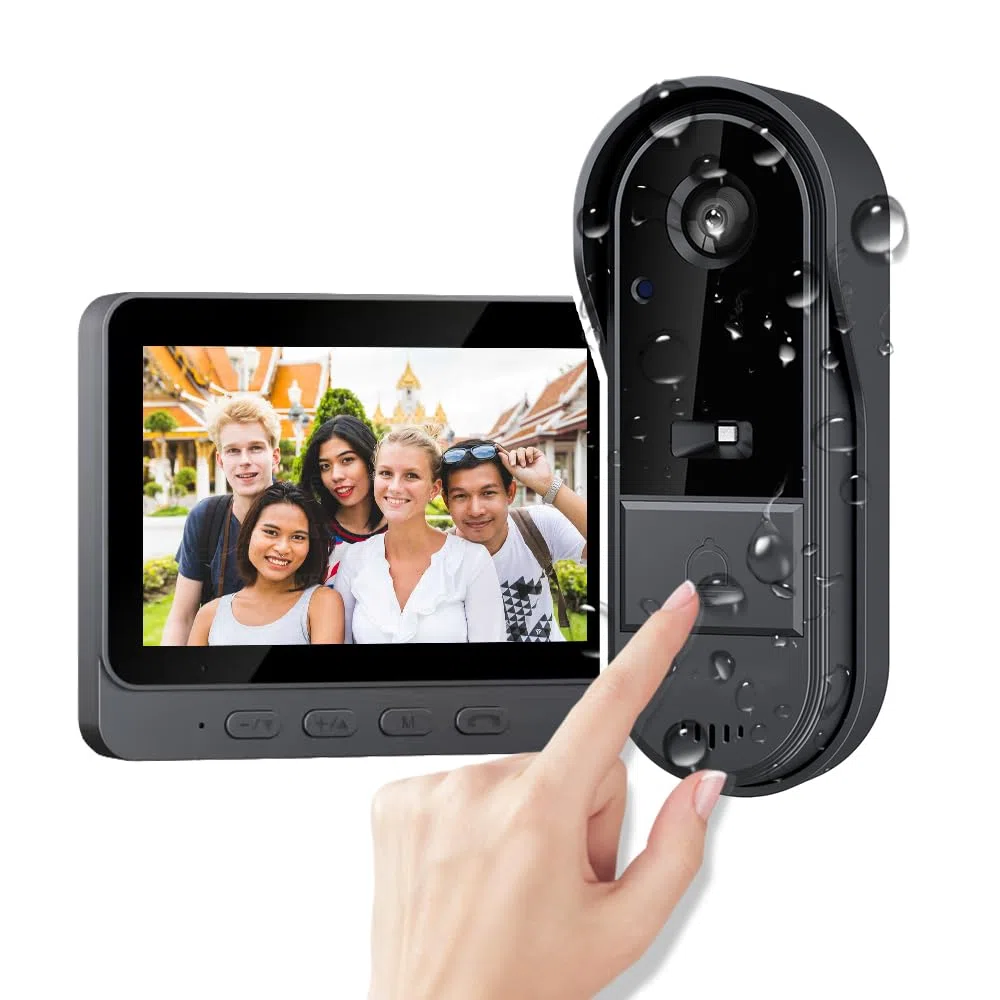 TKMARS Sonnette sans Fil avec Caméra 1080P Extérieur Étanche IP67 Visiophone Vidéo Écran IPS 4.3 Interphone Vidéo Angle de Vision 170 Portier Vidéo