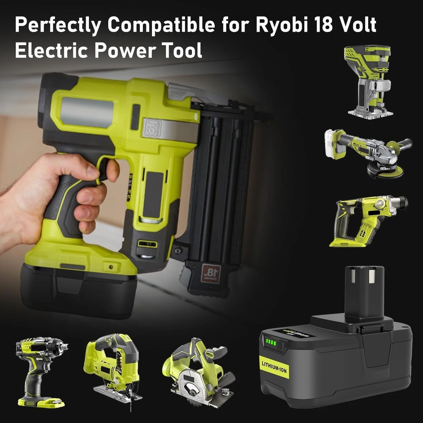 Batteries au Lithium 18V 5.5Ah 5500mAh pour Ryobi P108 RB18L40