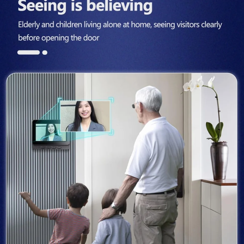 Sonnette sans Fil avec Caméra 1080P Interphone Vidéo Extérieur Étanche Visiophone Écran IPS 4.3 Pouces Bluetooth Audio Bidirectionnel Vision Nocturne sans Abonnement WiFi