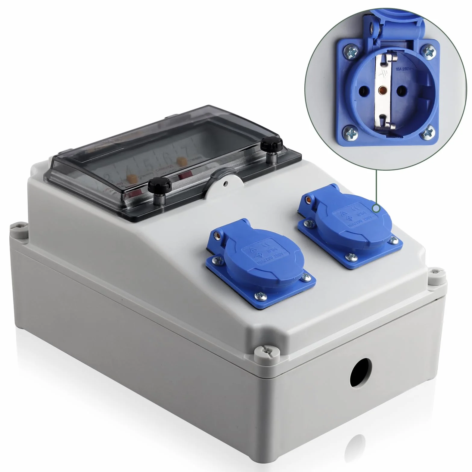 Coffret Électrique de Chantier LS+FI IP54 Prise Schuko 230 V Distributeur de Courant Électrique avec Disjoncteur