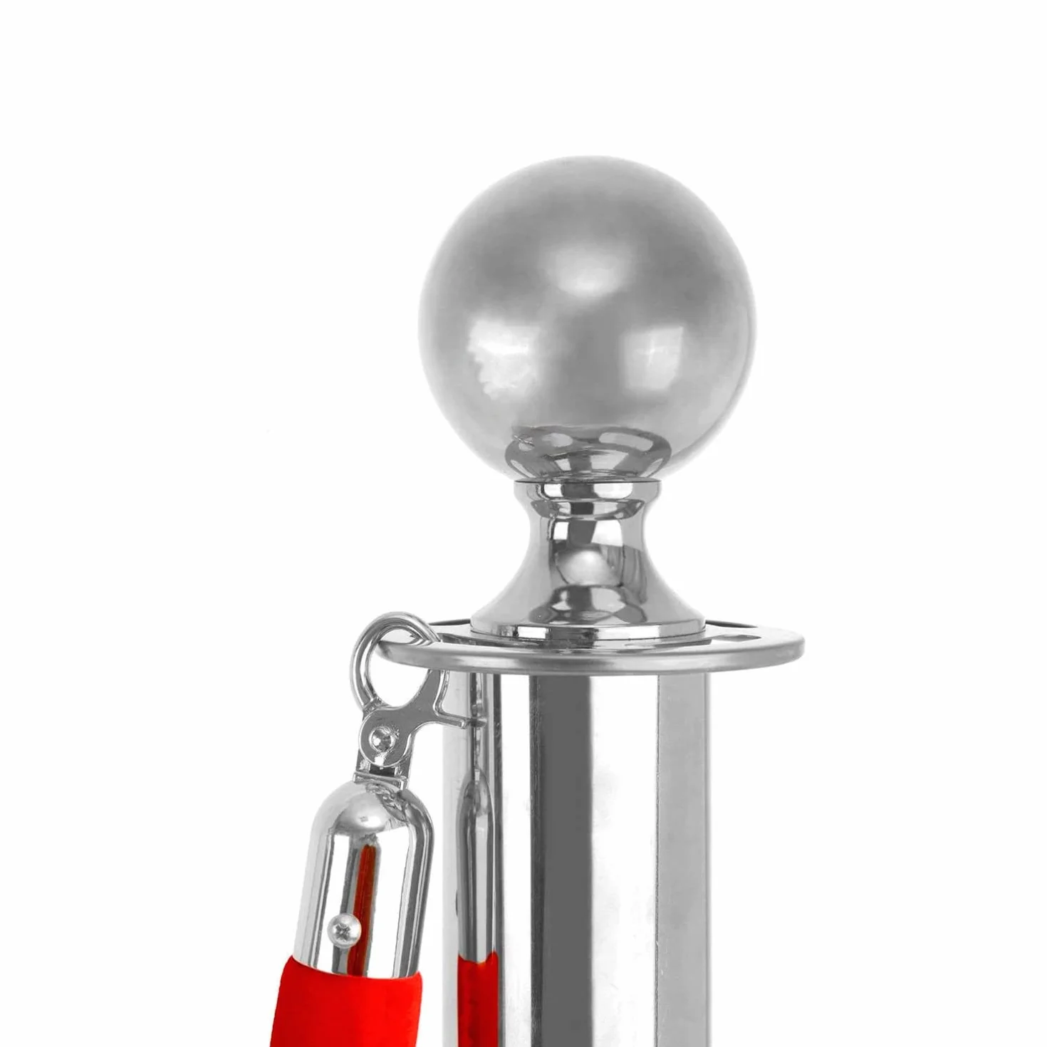 Poteaux de Guidage avec Corde en Velour Rouge 1,5 m, Barrière de Queue pour Contrôle de Foule, Base Creuse Argent