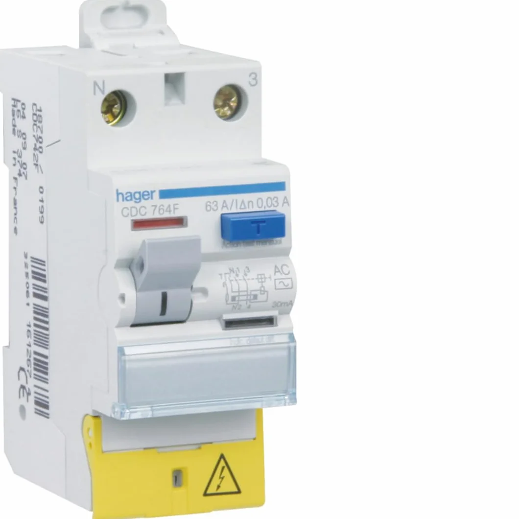 Hager interrupteur différentiel 63A 30mA 2 pôles type AC vis/vis BD
