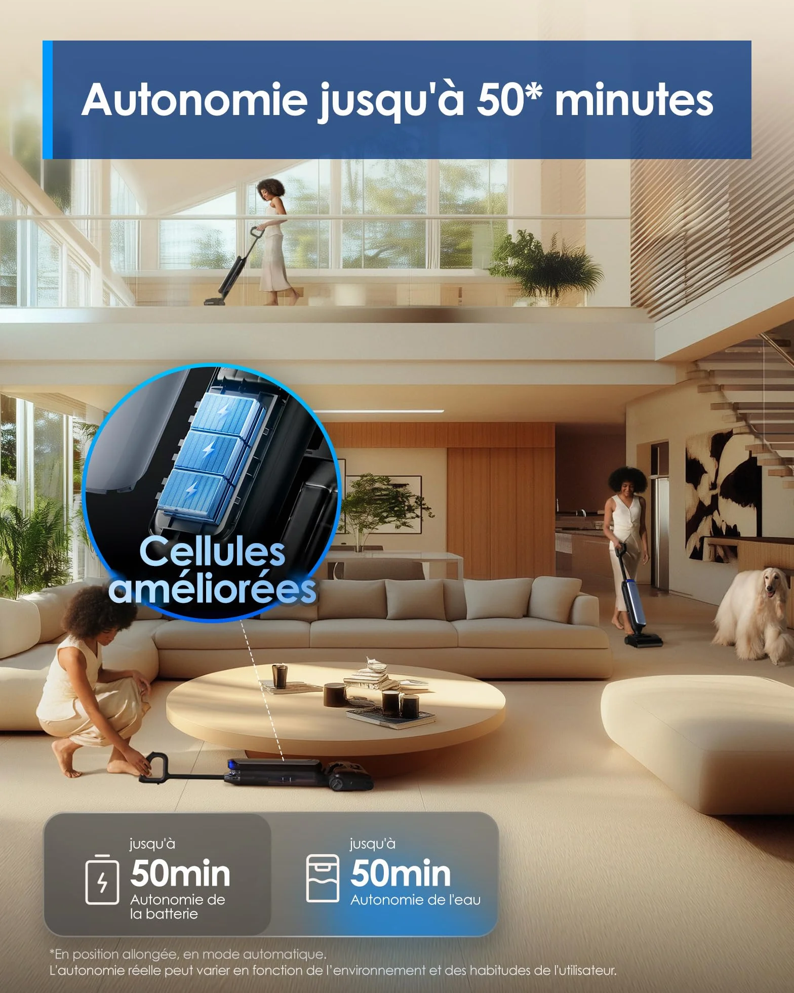 Tineco Floor One S9 Artist Aspirateur Laveur 22 000Pa 360° SmoothDrive Anti-emmêlement 50 Min Autonomie FlashDry 85°C