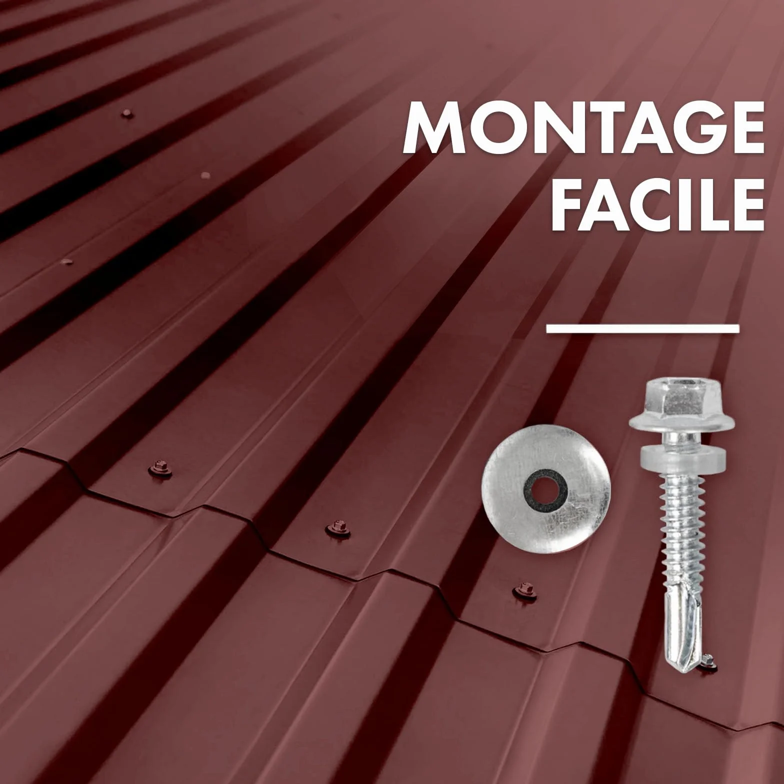 Bardage métal ondulé toiture 7,7 m² 115x45 cm 0,25 mm Rouge Bordeaux Anti-Rouille UV