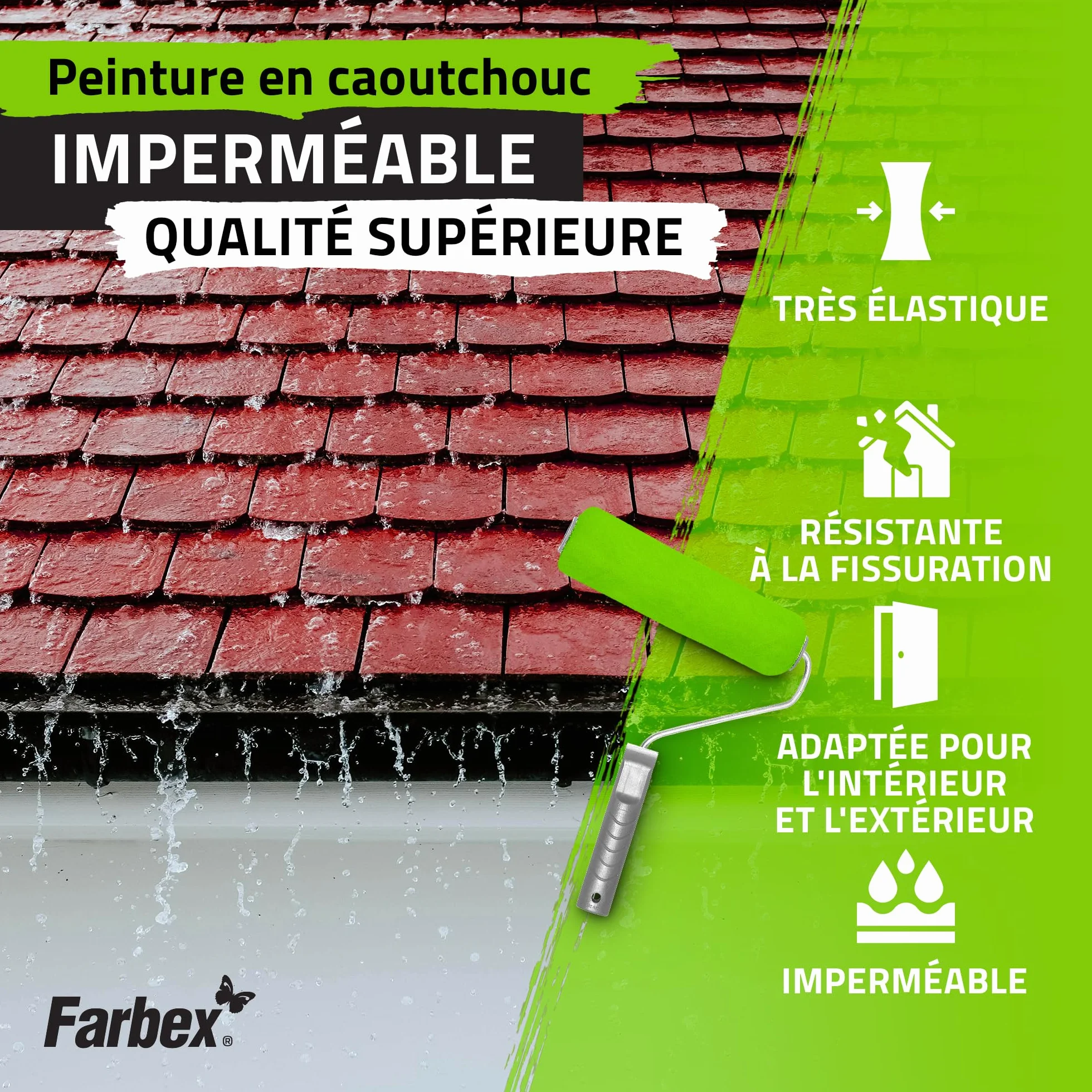 FARBEX Peinture Caoutchouc Liquide Étanche 1,2 kg Beige Revêtement Élastique Toiture Terrasse Balcon