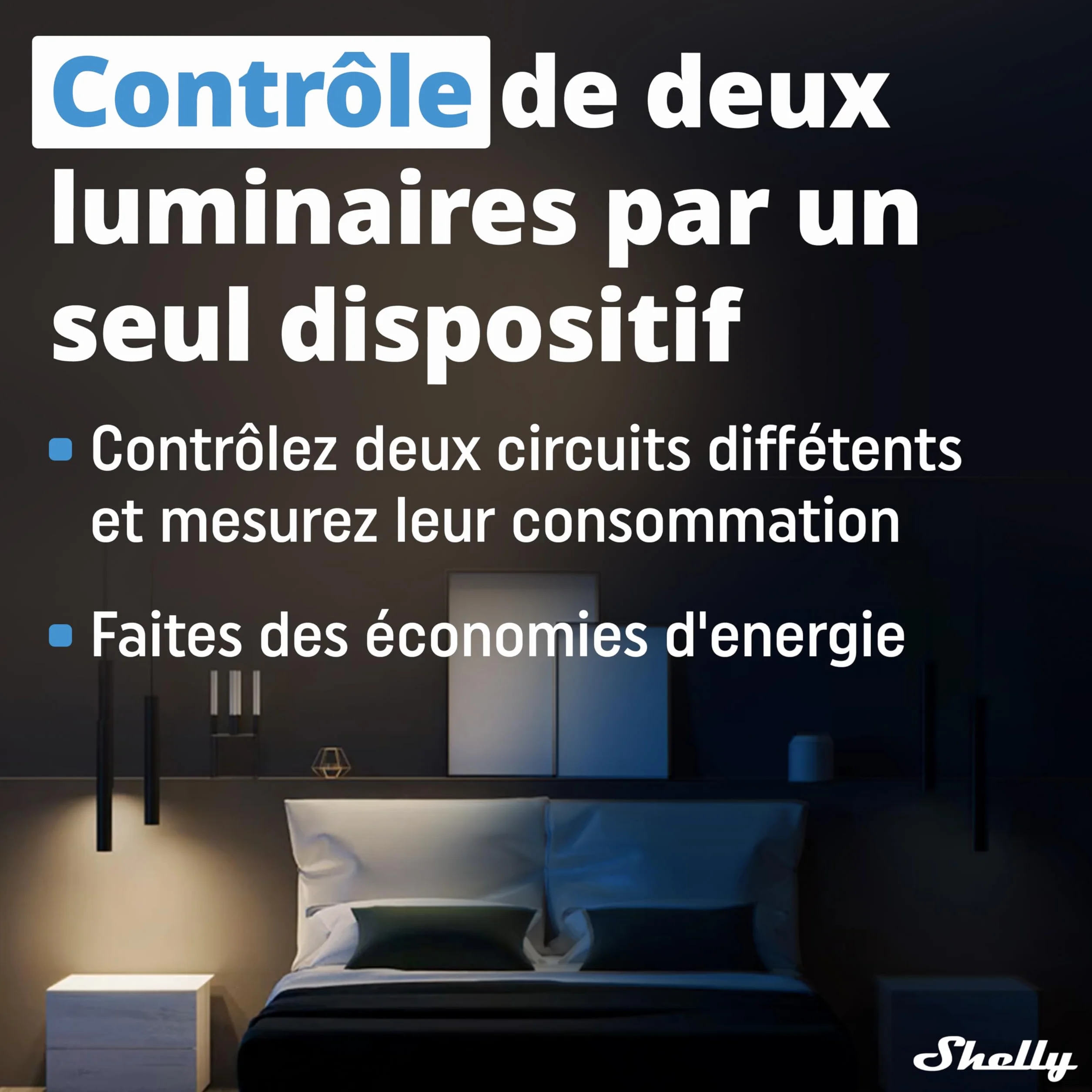 Shelly Plus 2PM Interrupteur volet roulant connecté Wi-Fi 2 Canaux 16A Compteur d'énergie Lot de 4