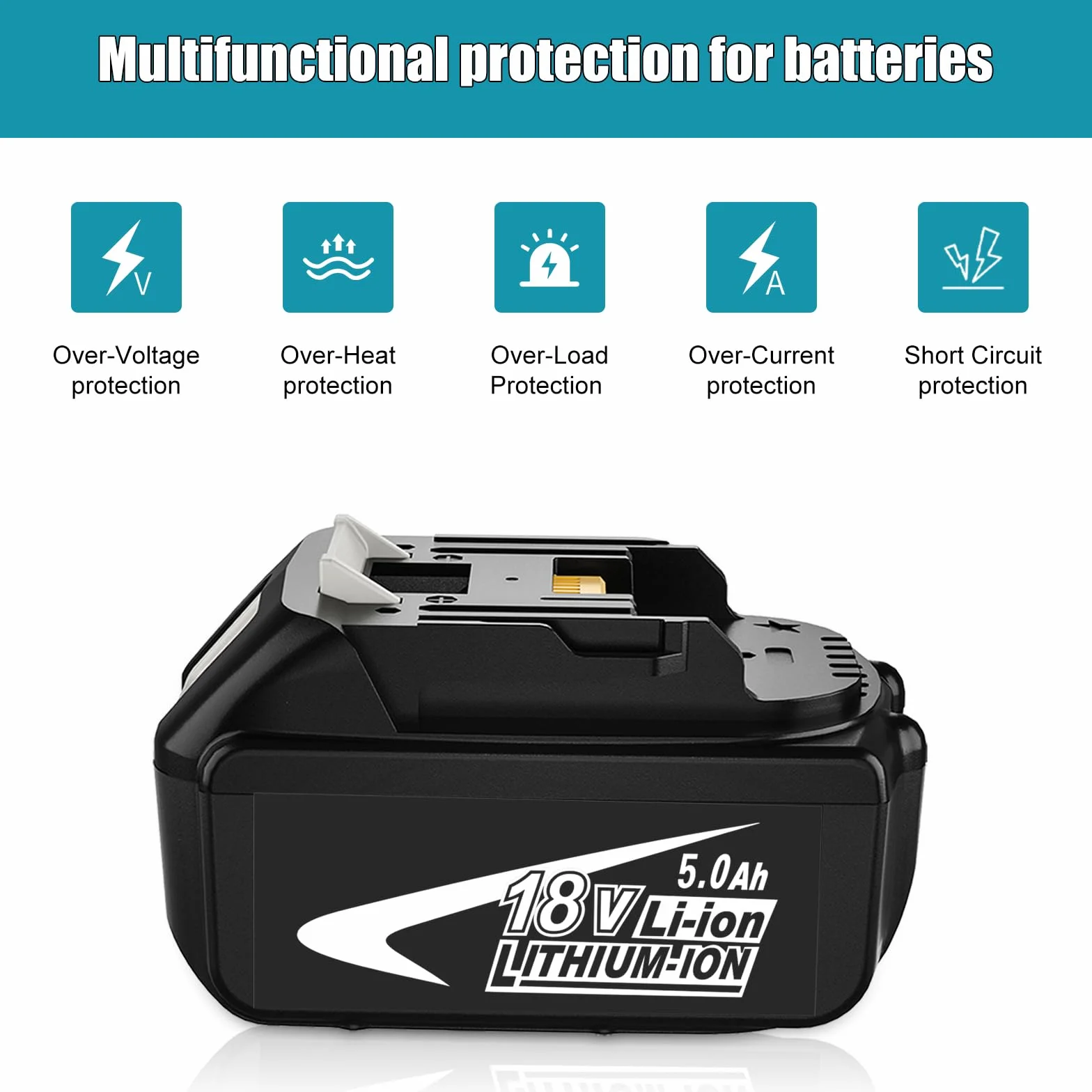Makita 18V 5000mAh Batterie de Rechange BL1850B BL1860 avec LED