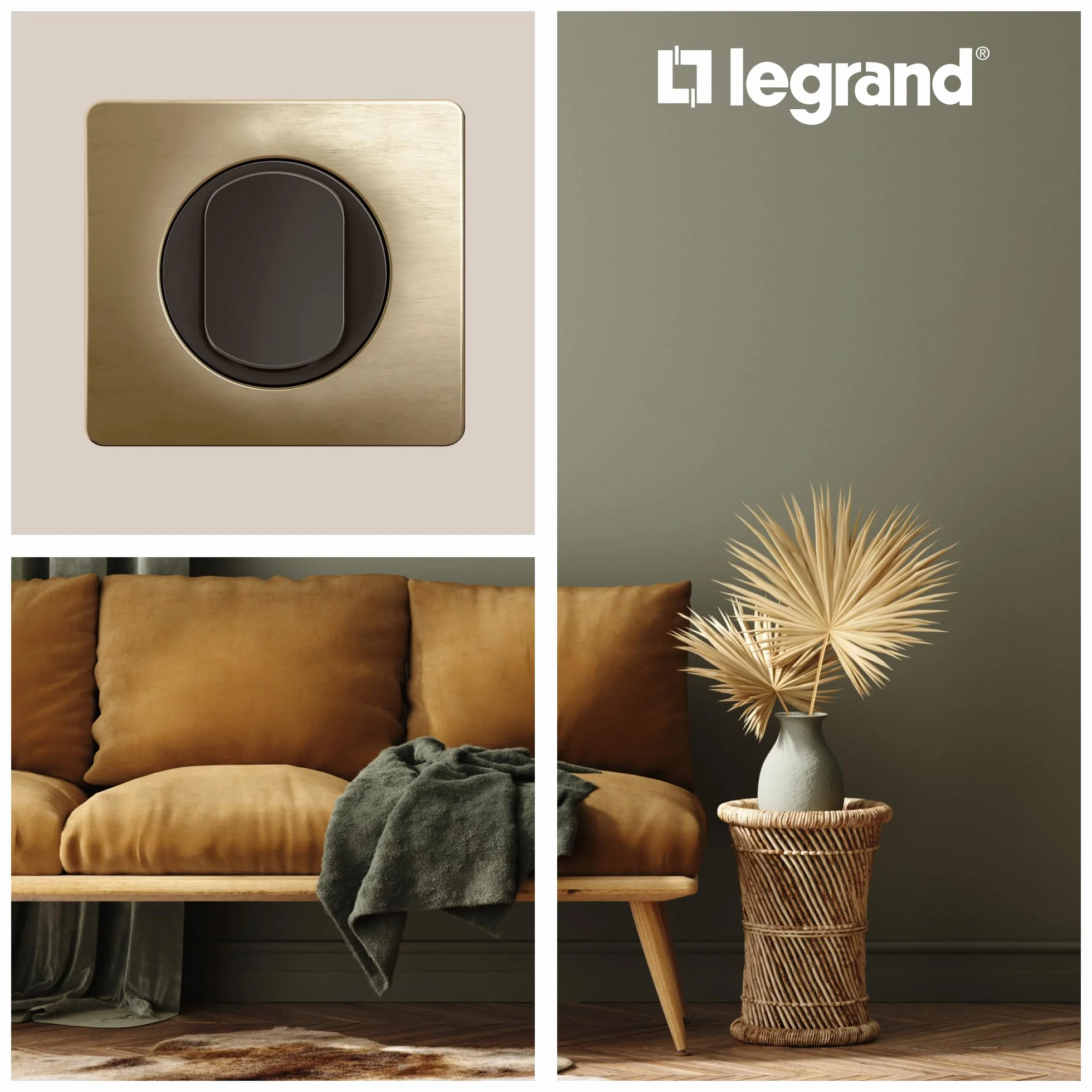 LEGRAND Plaque Céliane Finition 3 postes Bronze satiné
