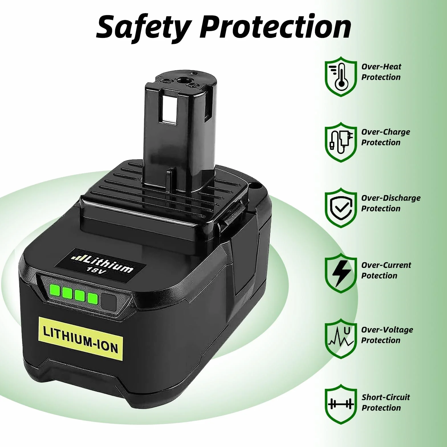 Batteries 5500mAh 2x pour Ryobi 18V One+ et Chargeur Double Port Compatibles P108 RB18L50