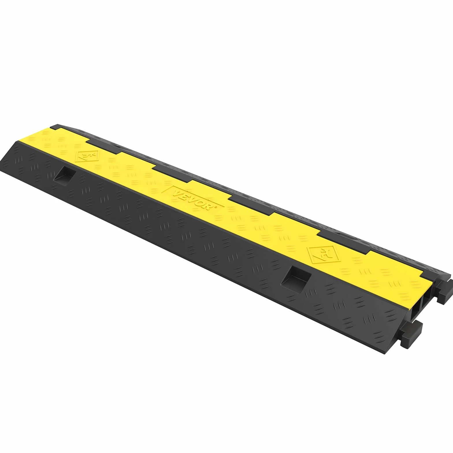 VEVOR Rampe Protection Câble Lot de 5 2 Canaux Passage de Câble au Sol Caoutchouc PVC Ralentisseur Modulaire 4989 kg 101x24,5x5 cm Noir/Jaune