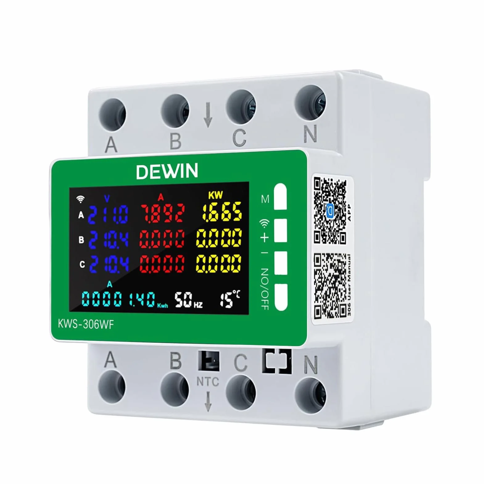 Compteur Électrique Triphasé WiFi Tuya Smart Meter 80A AC 85-290V 9 en 1 Wattmètre KWh Voltmètre Ampèremètre
