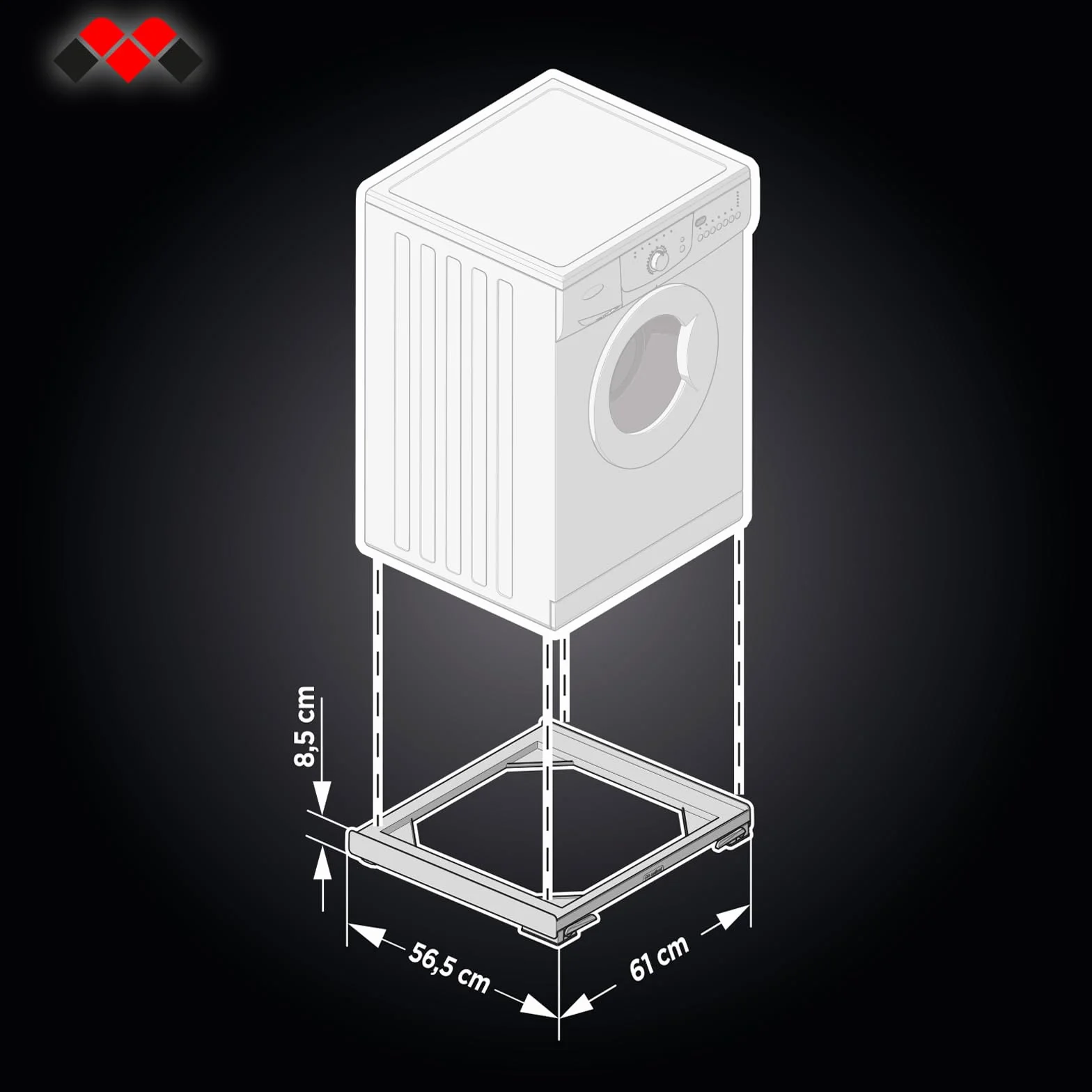 Meliconi BASE MOVE BLACK Support mobile anti vibrations 60x60 60x45 cm