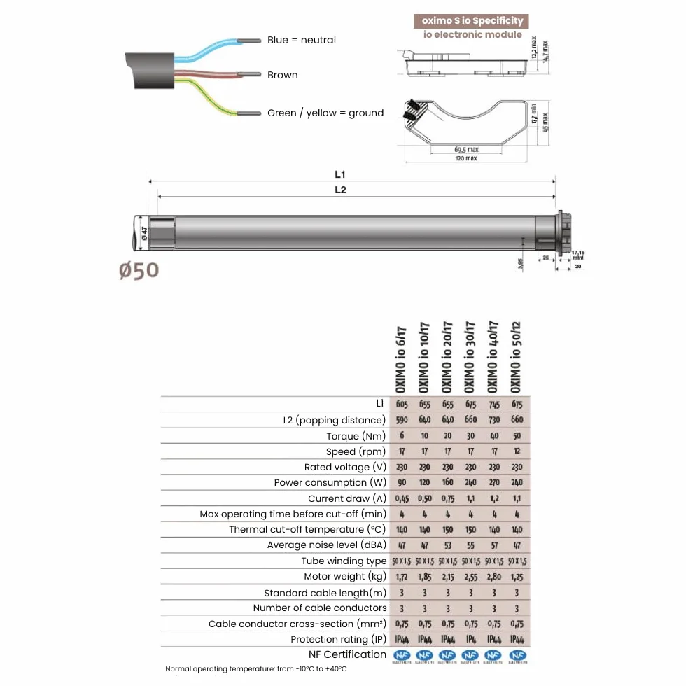 Somfy Oximo IO Kit motorisé volet moteur 6 Nm Octo 60 Tahoma IO Homecontrol