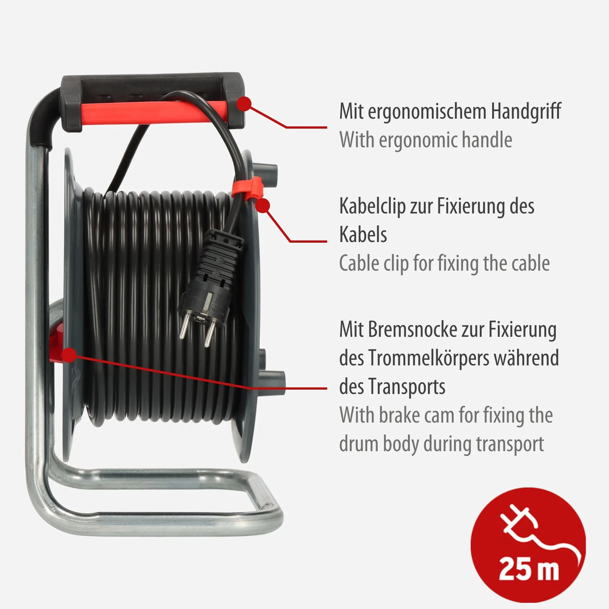 Brennenstuhl Garant V2 Enrouleur de câble Noir 25 m