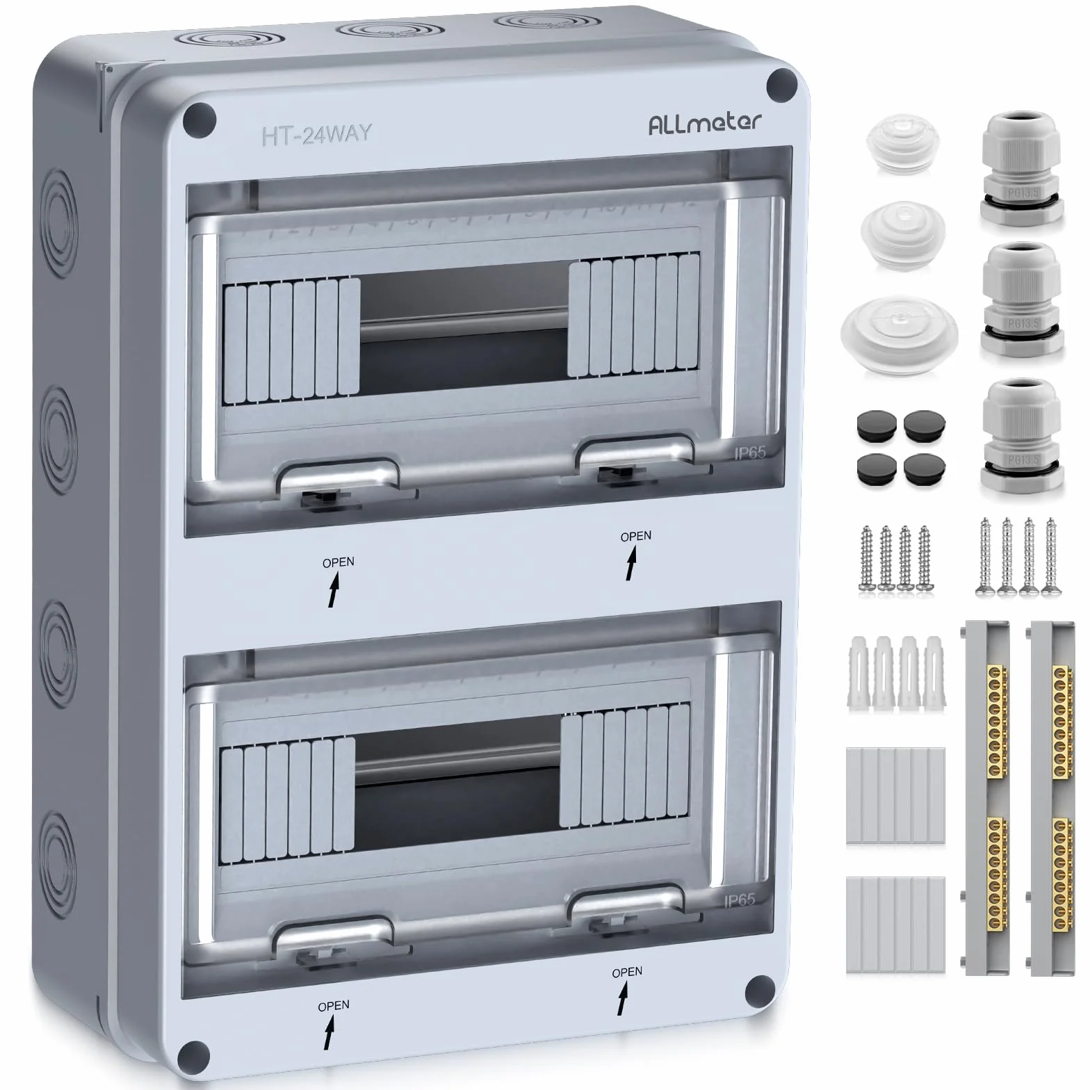 Tableau électrique 2 rangées 24 modules IP65 Coffret étanche avec terminaux et rails intégrés