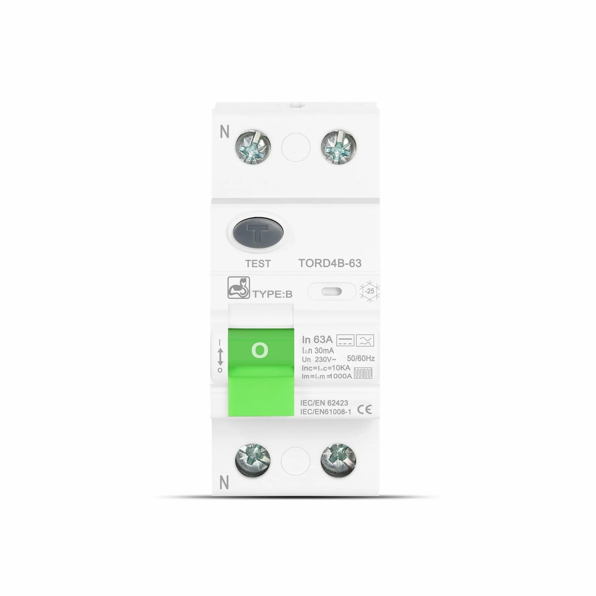 Disjoncteur de courant résiduel RCD RCCB Type B 2P 4P AC 40A 63A 30mA 100mA 300mA 10kA Rail Din 230V