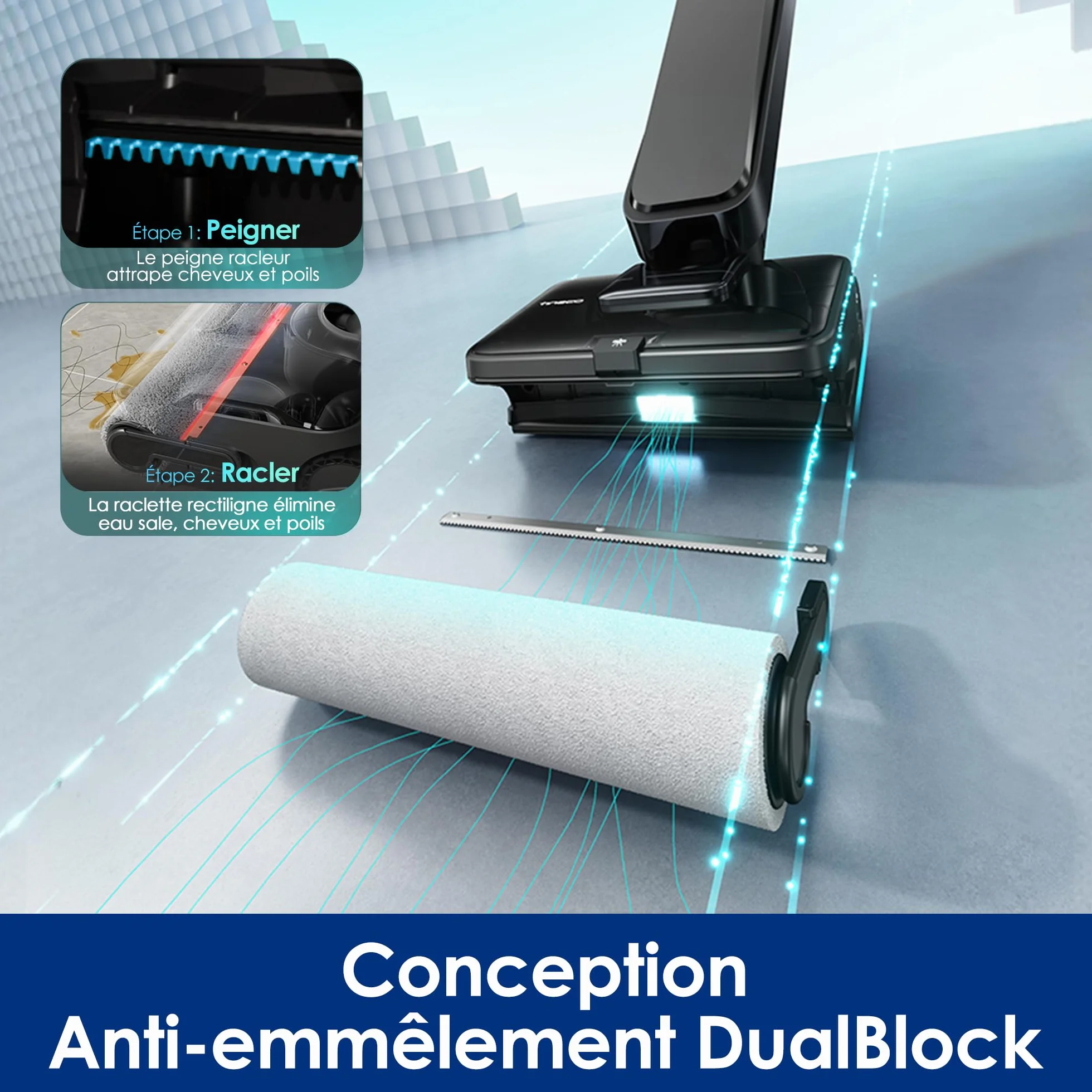 Tineco Floor One S9 Scientist Aspirateur Laveur StreakFree HydroBurst SmoothDrive 360° Anti-emmêlement DualBlock FlashDry 85°C autonomie 80min Nettoyage Bords 3 Faces 180° à Plat