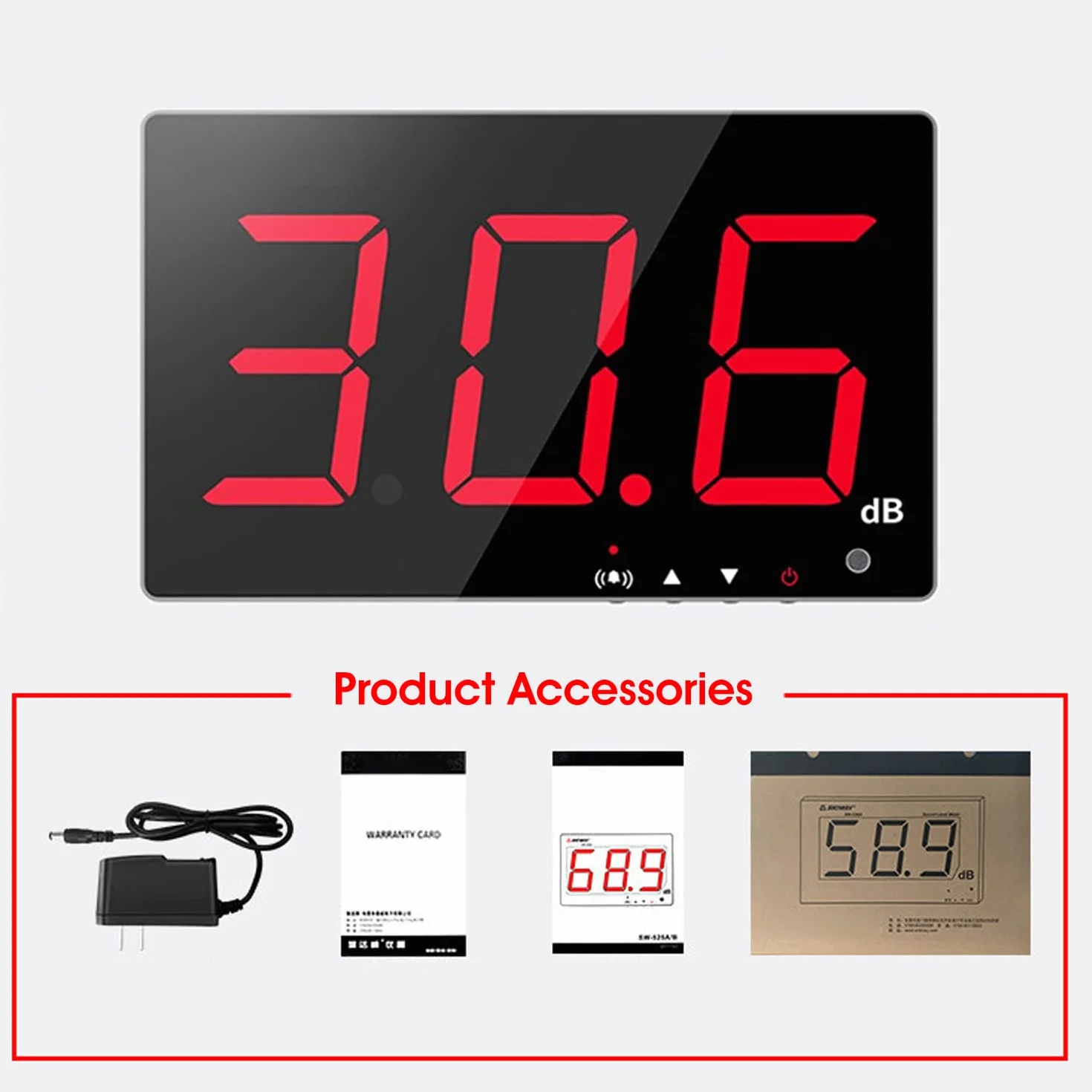 Décibel Mètre Numérique 30-130dB avec Alarme Grand Écran LCD Rouge pour Maison Usine