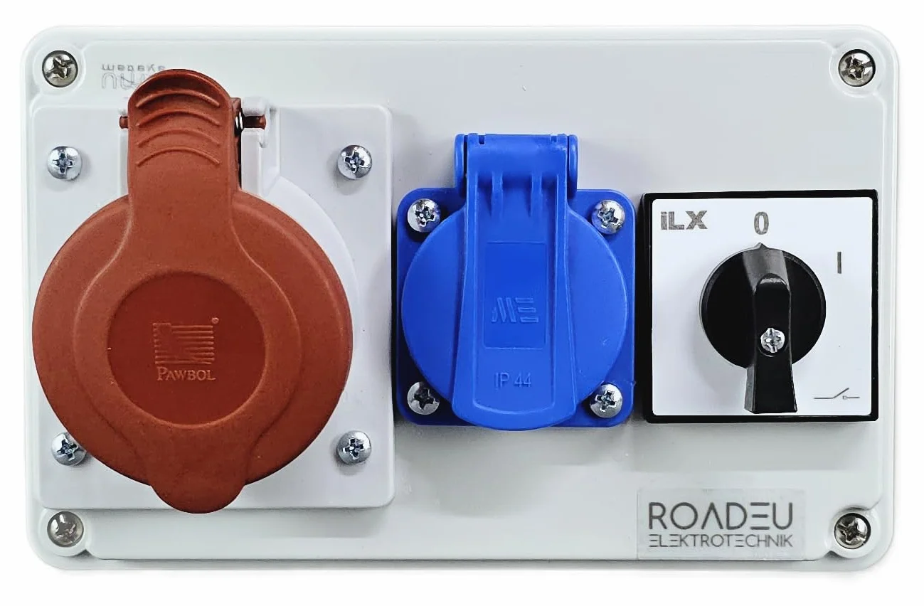 RoadEu Coffret de chantier CEE 16A Répartiteur de prise IP44 interrupteur principal