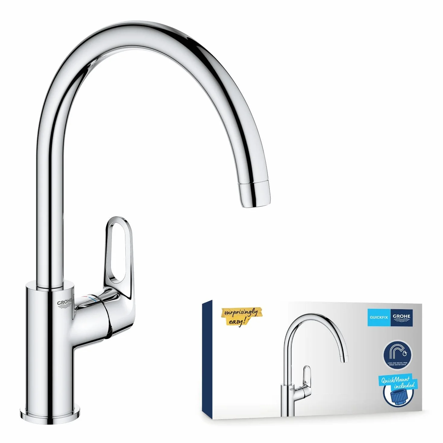 GROHE Start Flow Robinet de cuisine évier pivotant 360° Supersteel
