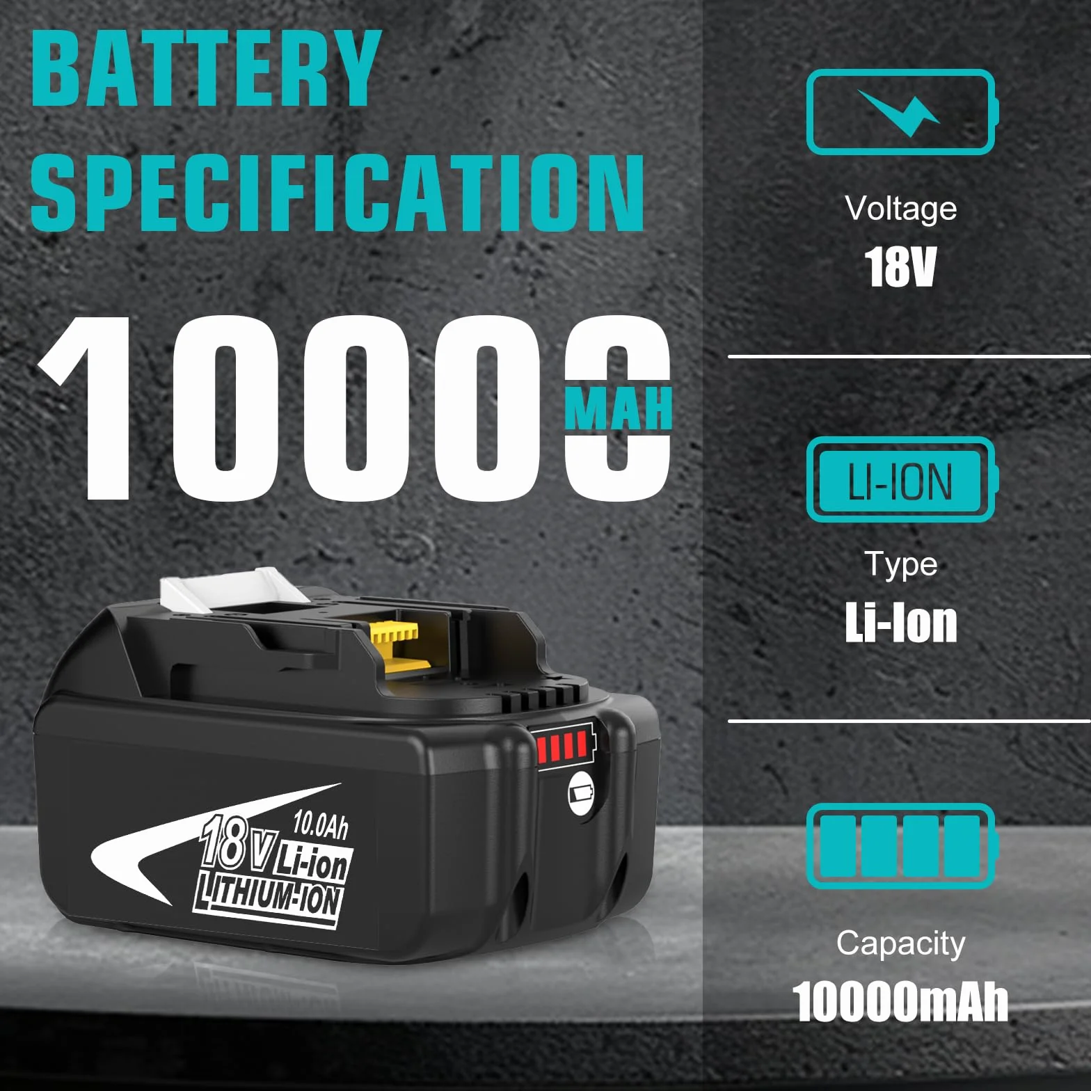 Makita 18V LXT 10.0Ah Batterie de Rechange pour BL1860B BL1850B BL1840B, Compatible Charge DC18RC DC18RD - Outils sans Fil Haute Autonomie