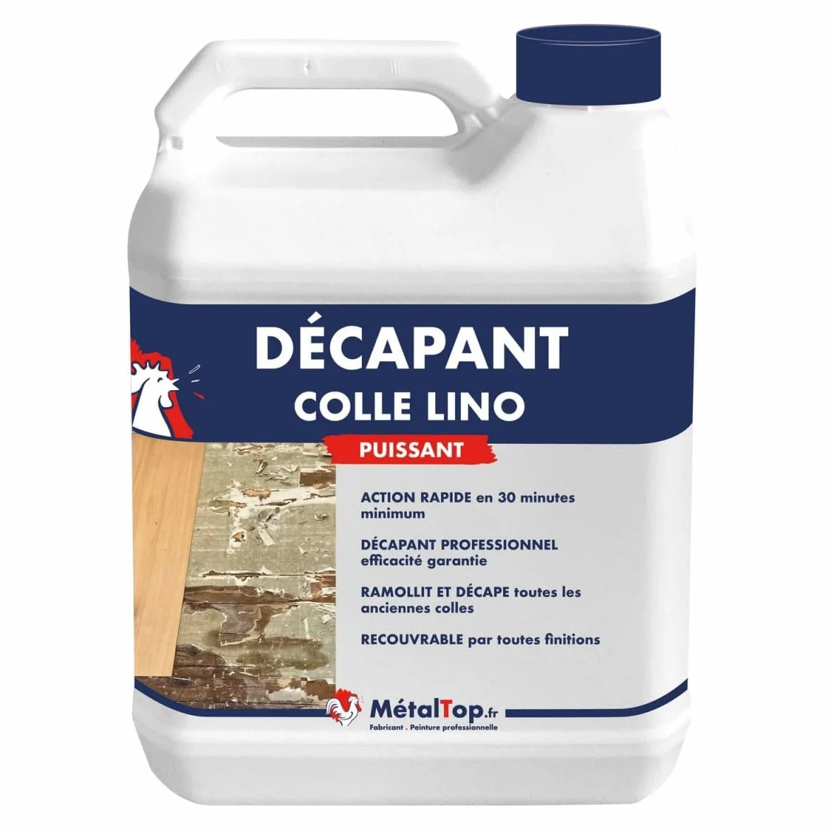 Decapant Colle Lino 5 L Metaltop - Efficace sur colles tenaces PVC et vinyle, spécial sols béton