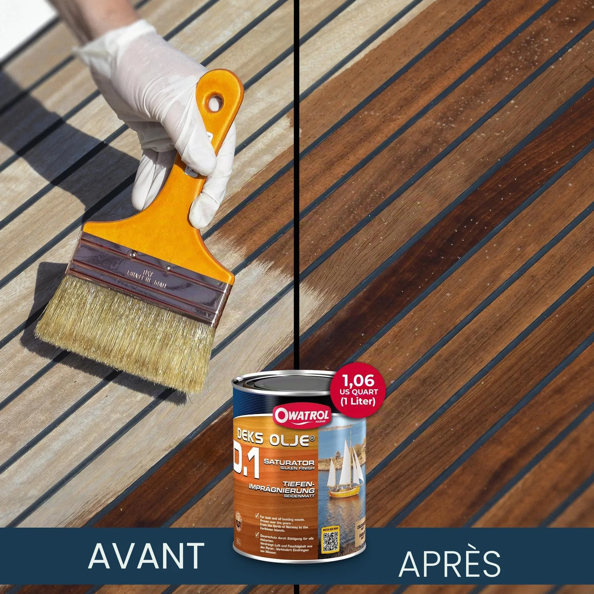 OWATROL DEKS OLJE D.1 Saturateur Bois Extérieur Teck Ipé Acajou 1L