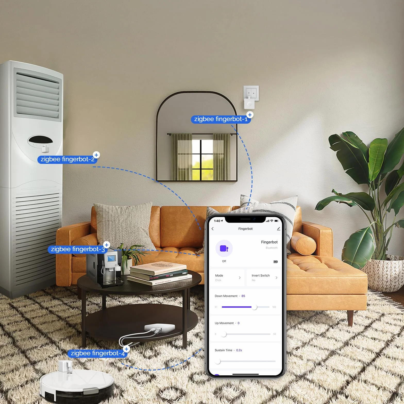MOES Fingerbot Plus ZigBee Smart Switch Button Pusher z Kontrolą Dotykową, Kompatybilny z Smart Life, Alexa, Google Home
