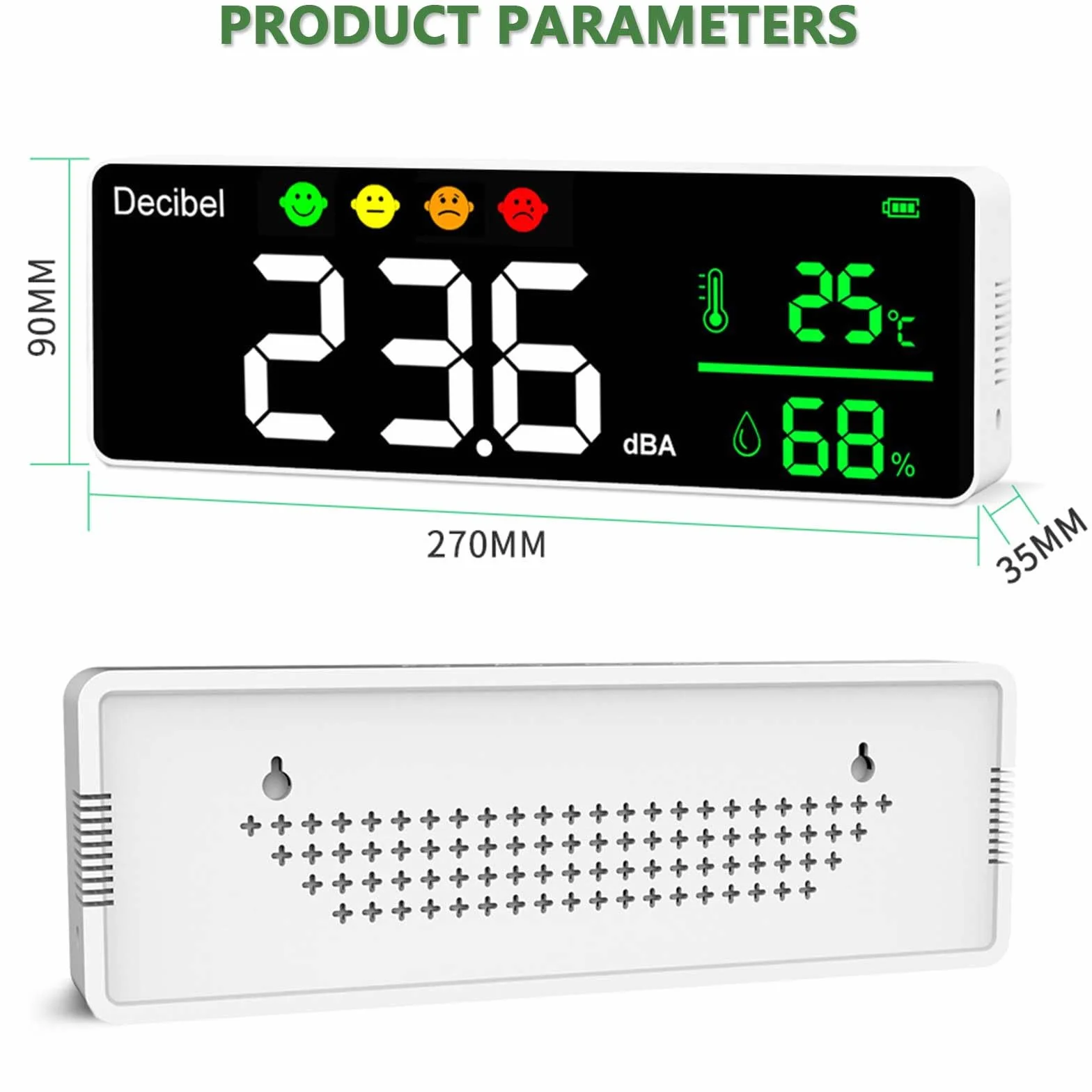 Sonomètre Professionnel 30~130dB 11" LCD Décibelmètre avec Alarme et Câble USB