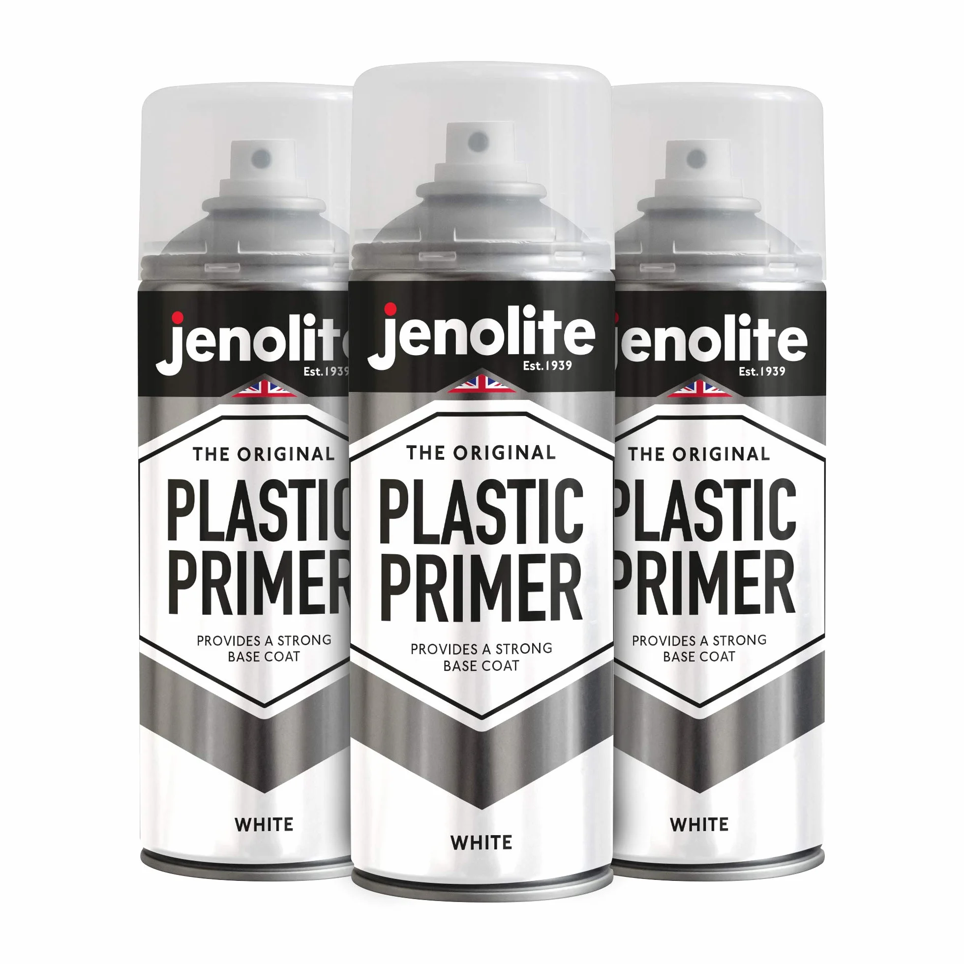 JENOLITE Lot de 3 bombes de peinture d'apprêt plastique blanc 400 ml