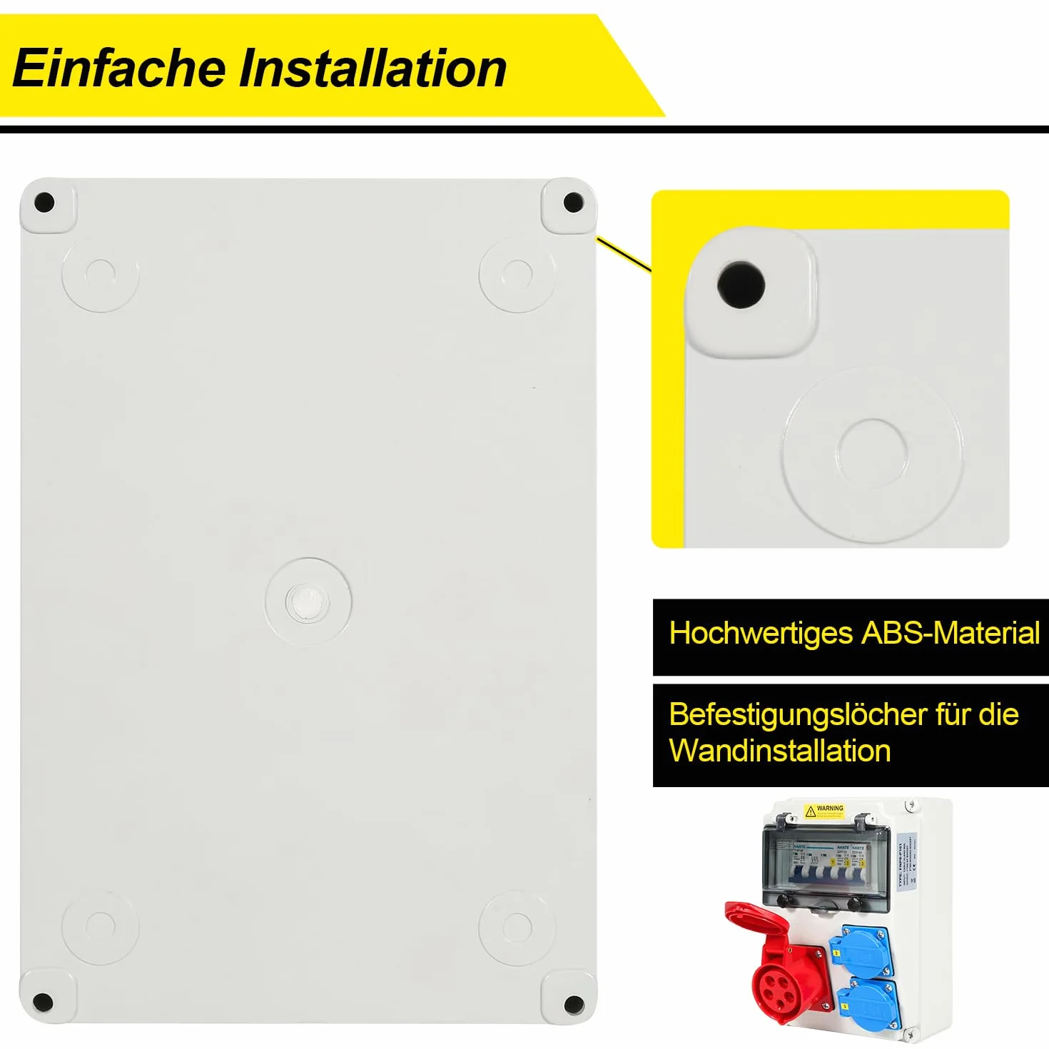Fiqops Répartiteur d'alimentation 16 A mural avec interrupteur LS, FI, 2 x 16 A 230 V + 1 x CEE 16 A 400 V 5 broches